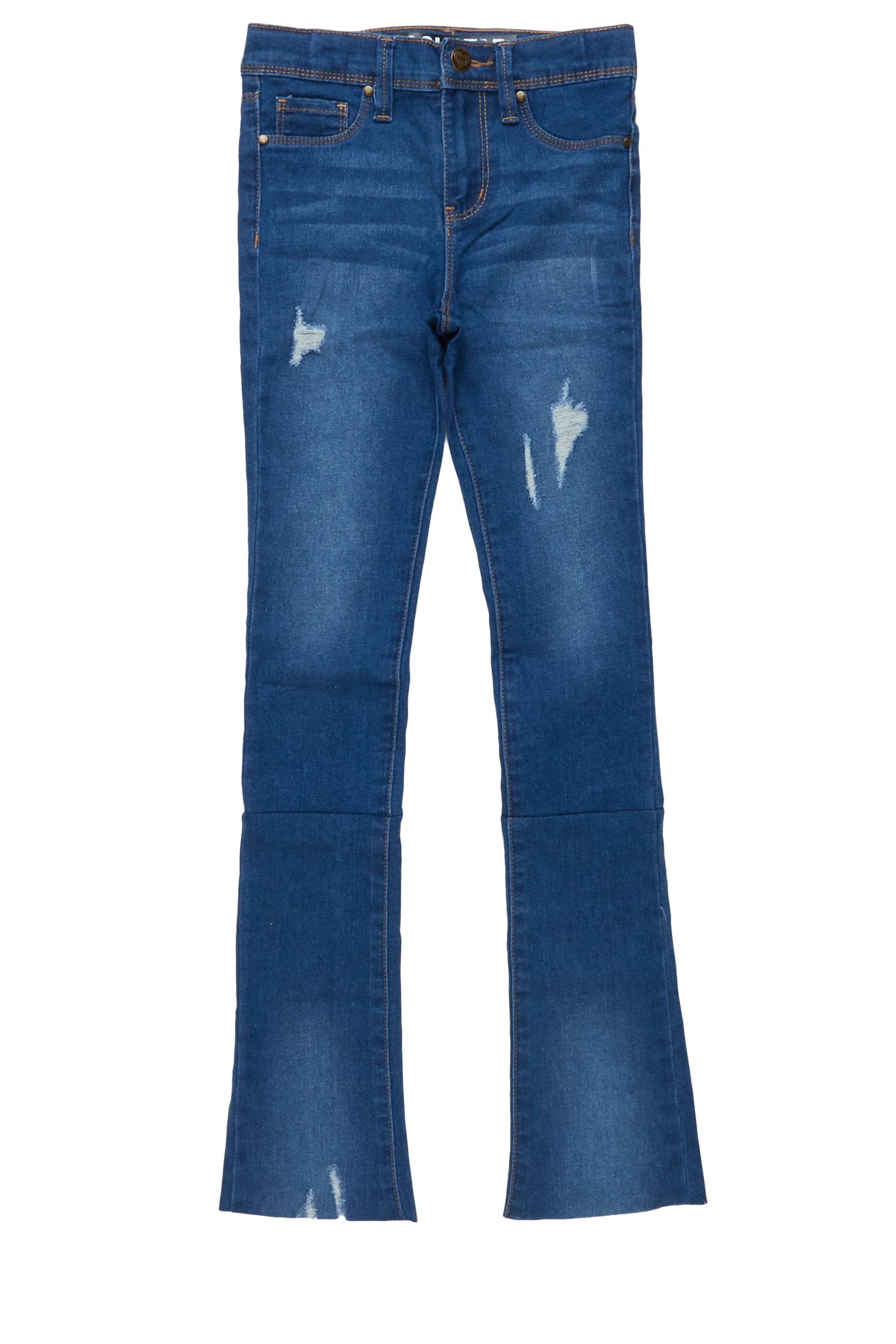 Girls Harper Medium Blue Super Stacked Flare Jean