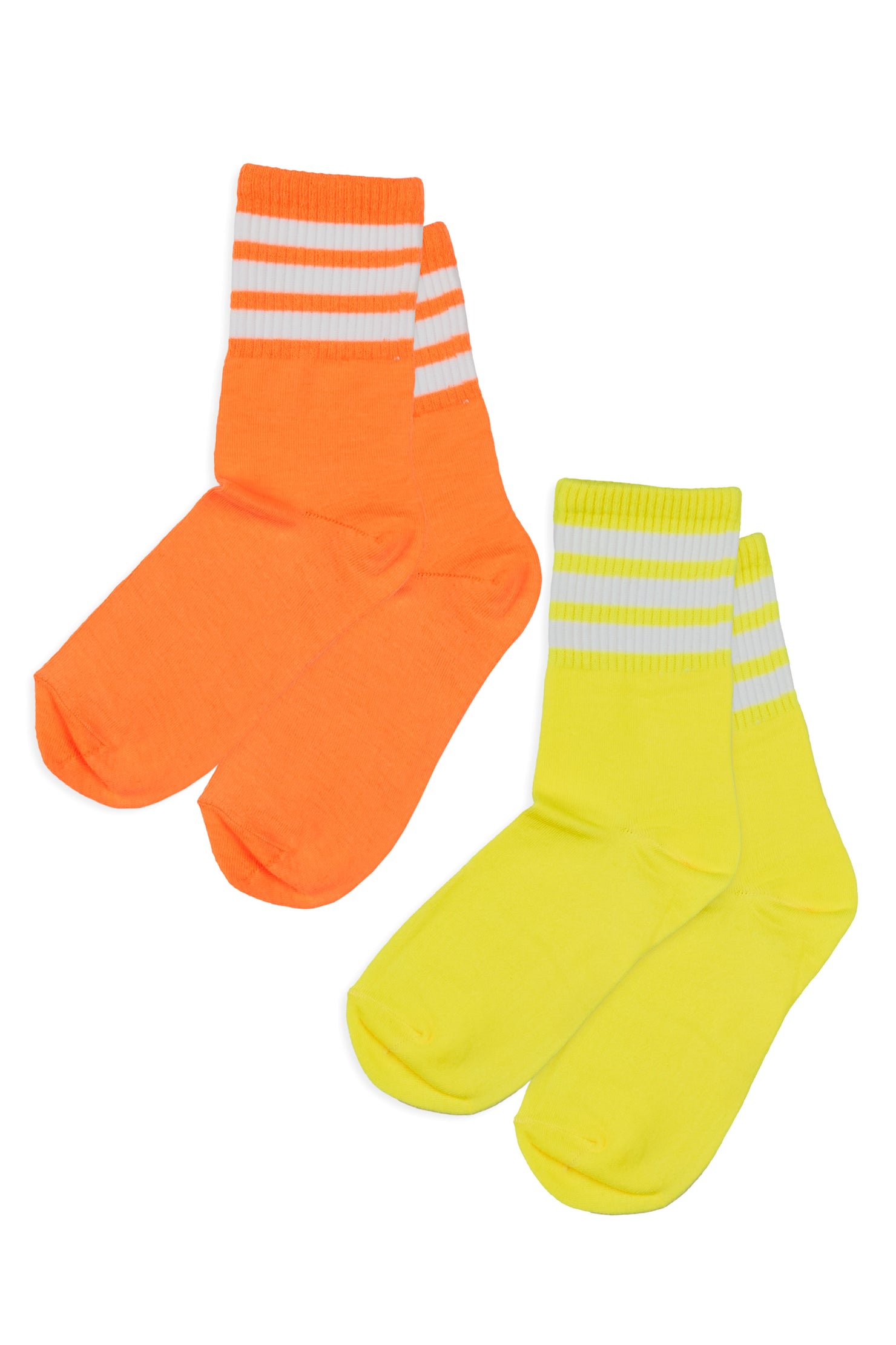 Girls Summer Vibes Neon Orange/Yellow Tube Socks (2 pack)