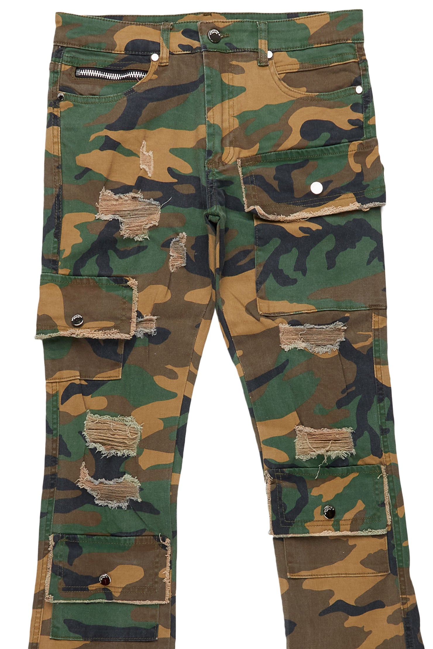 Glenn Camo Green Stacked Flare Jean