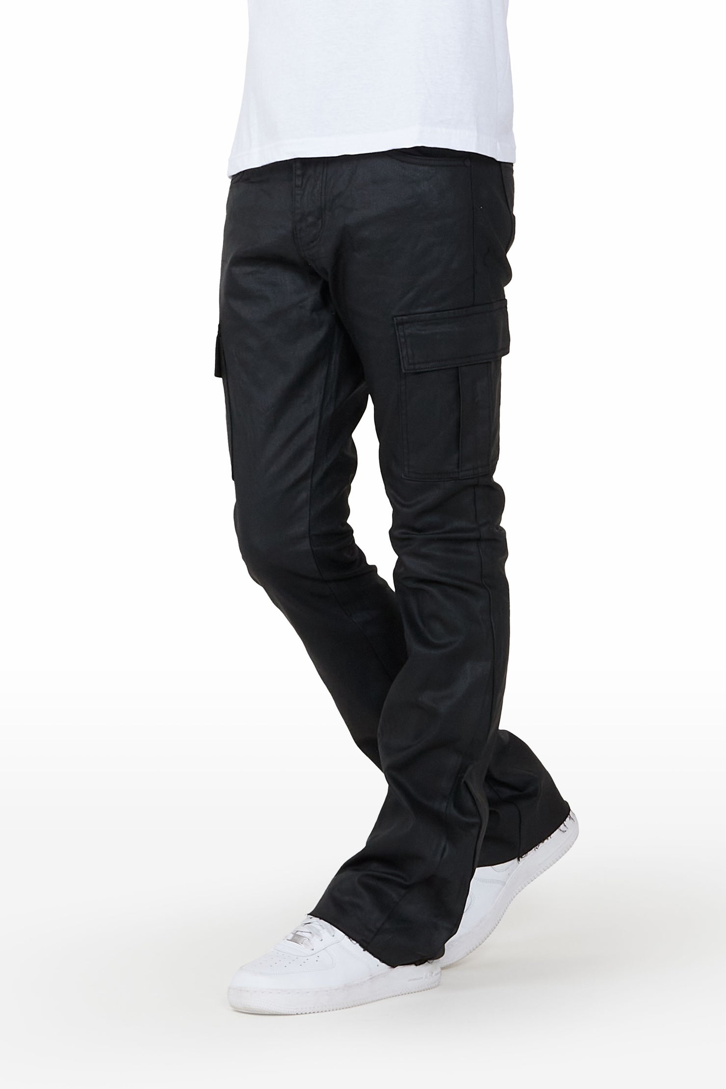 Kooper Black Stacked Flare Jean