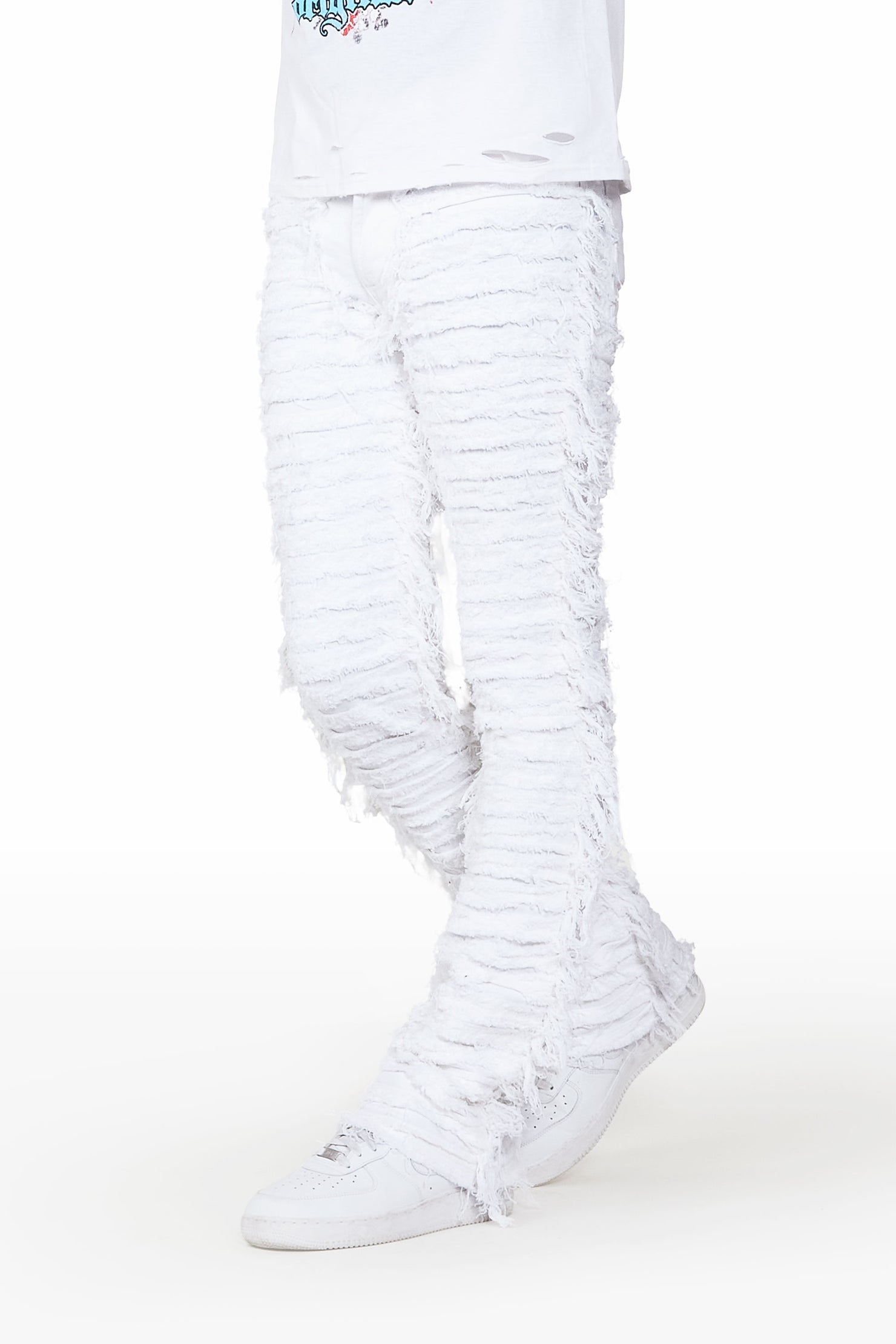 Baelor White Stacked Flare Jean