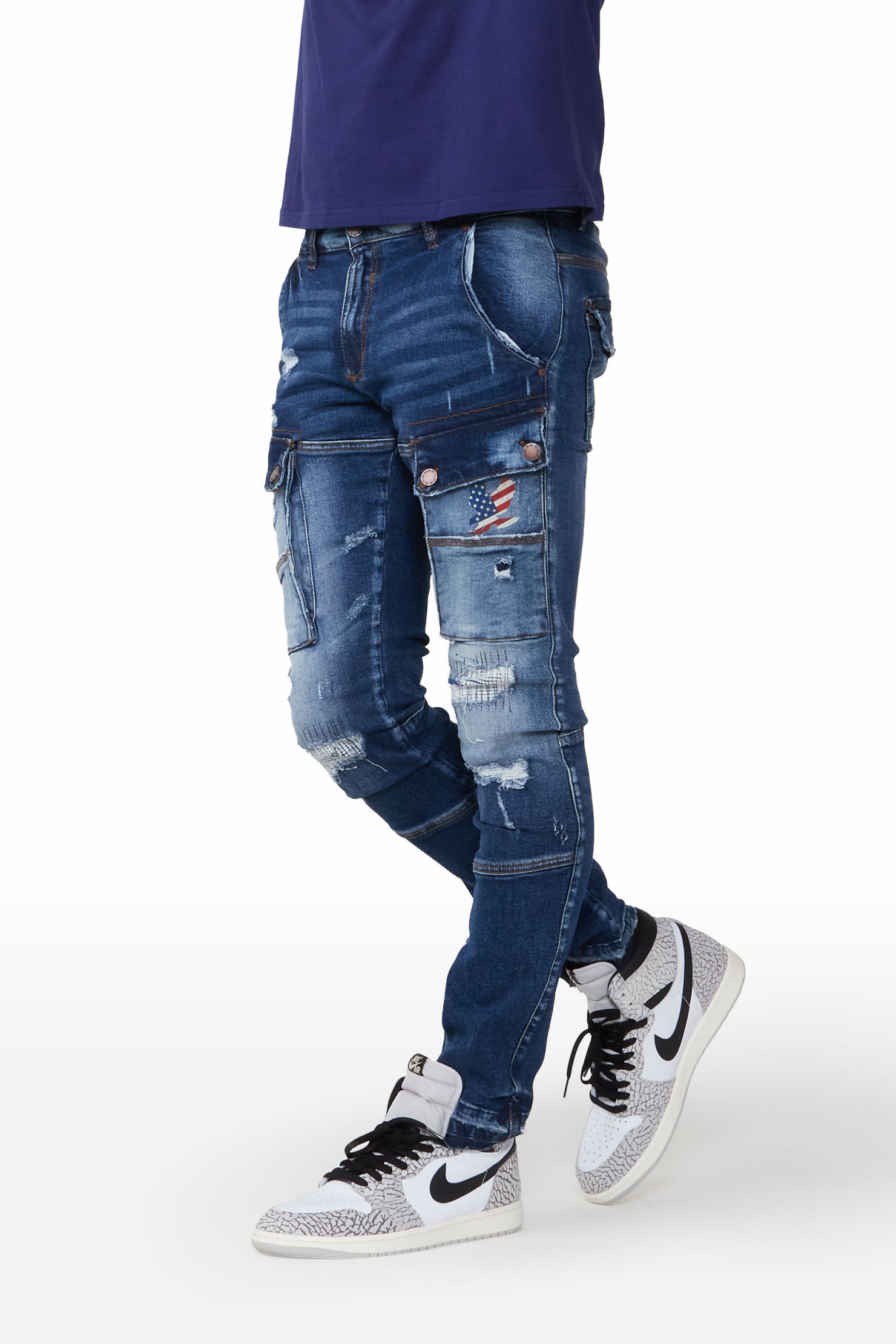 Damien Blue Cargo Slim Fit Jean
