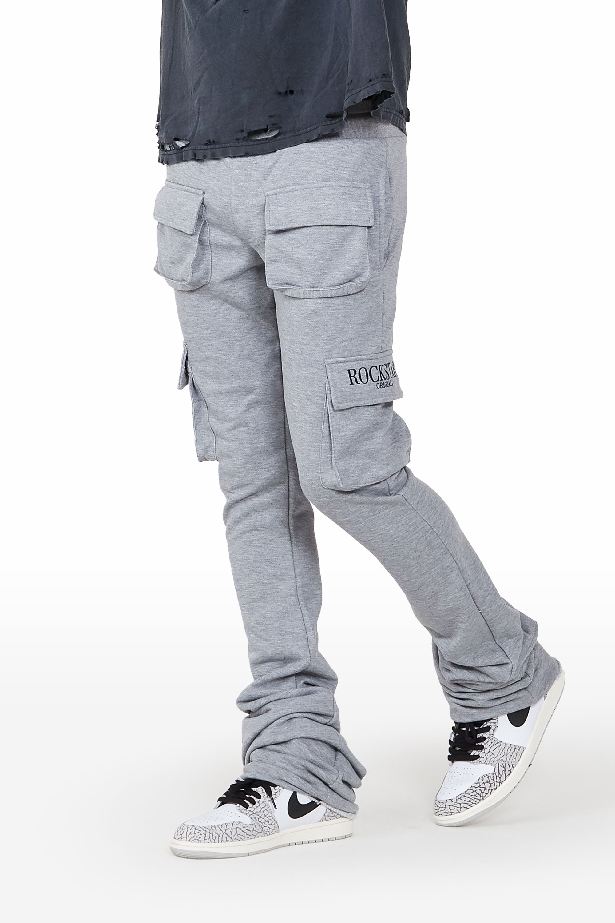 Eloise Heather Grey Stacked Flare Pants