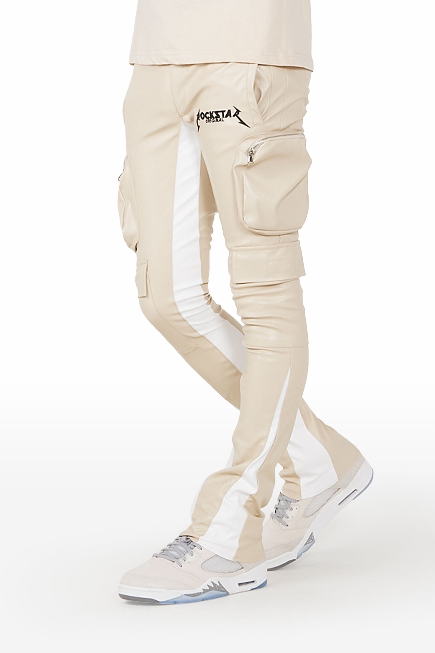 Lawson Beige/White Stacked Flare Pants