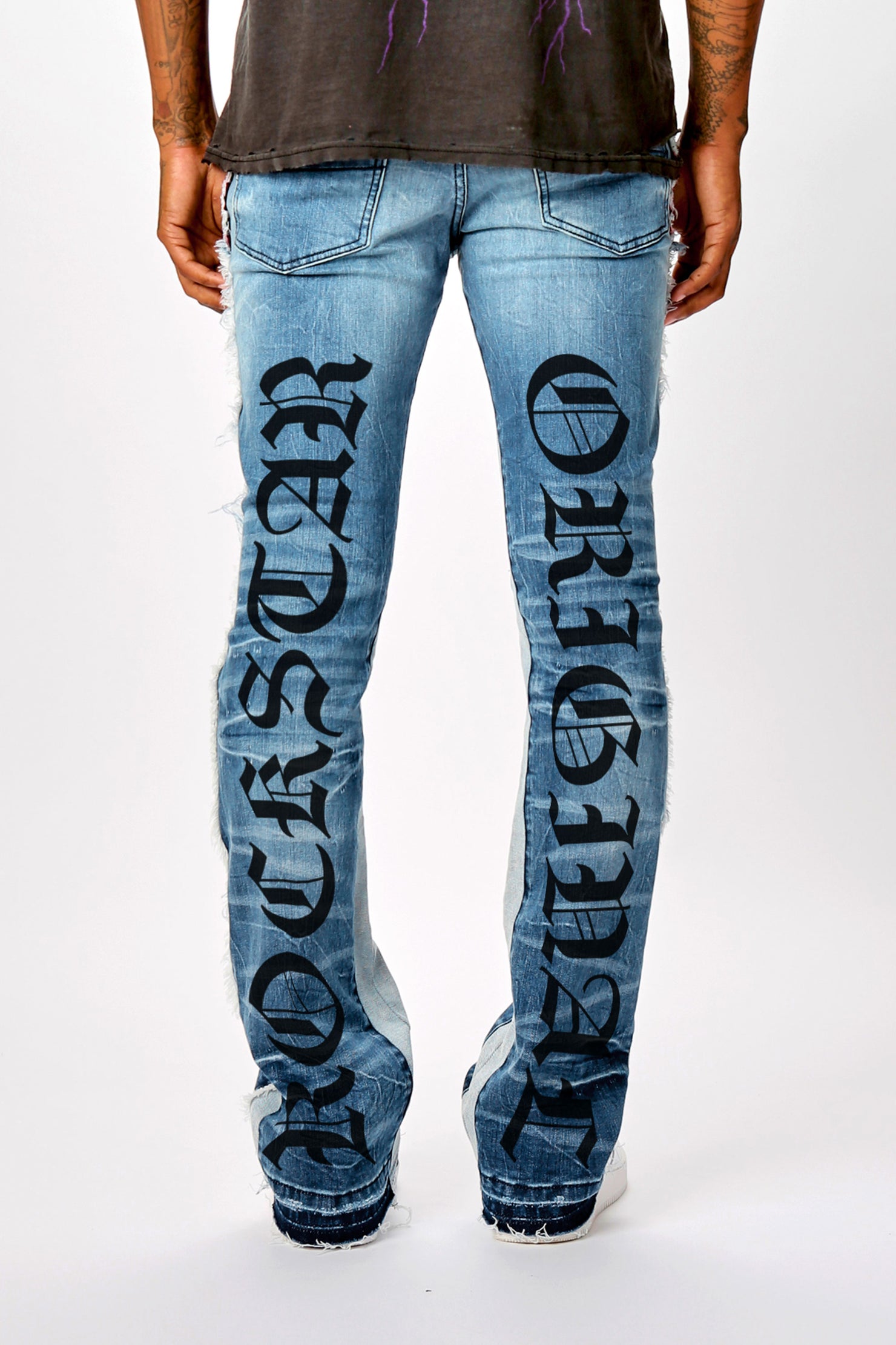 Arc Black/Blue Graphic Flare Jean