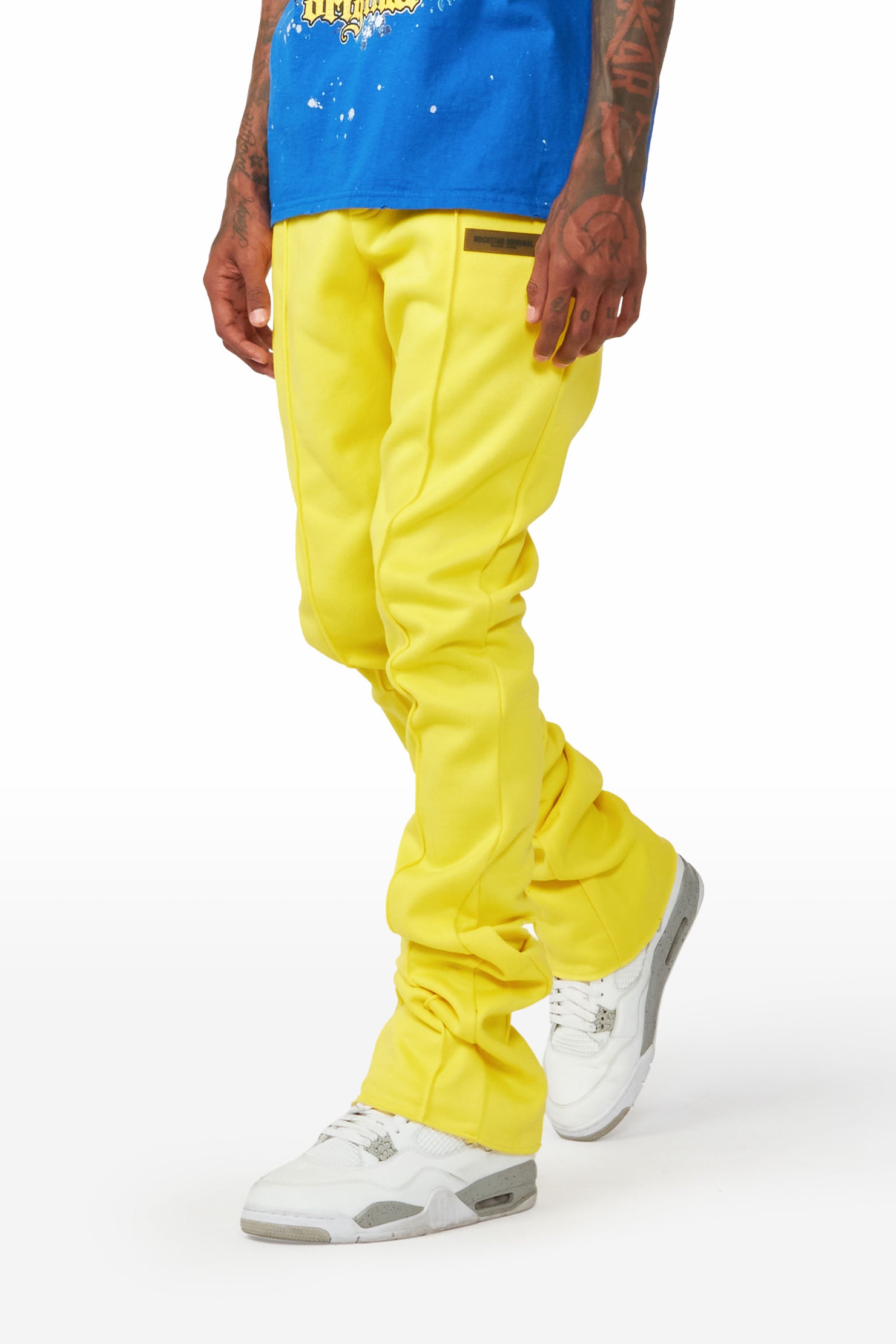 Branson Yellow Stacked Flare Trackpant