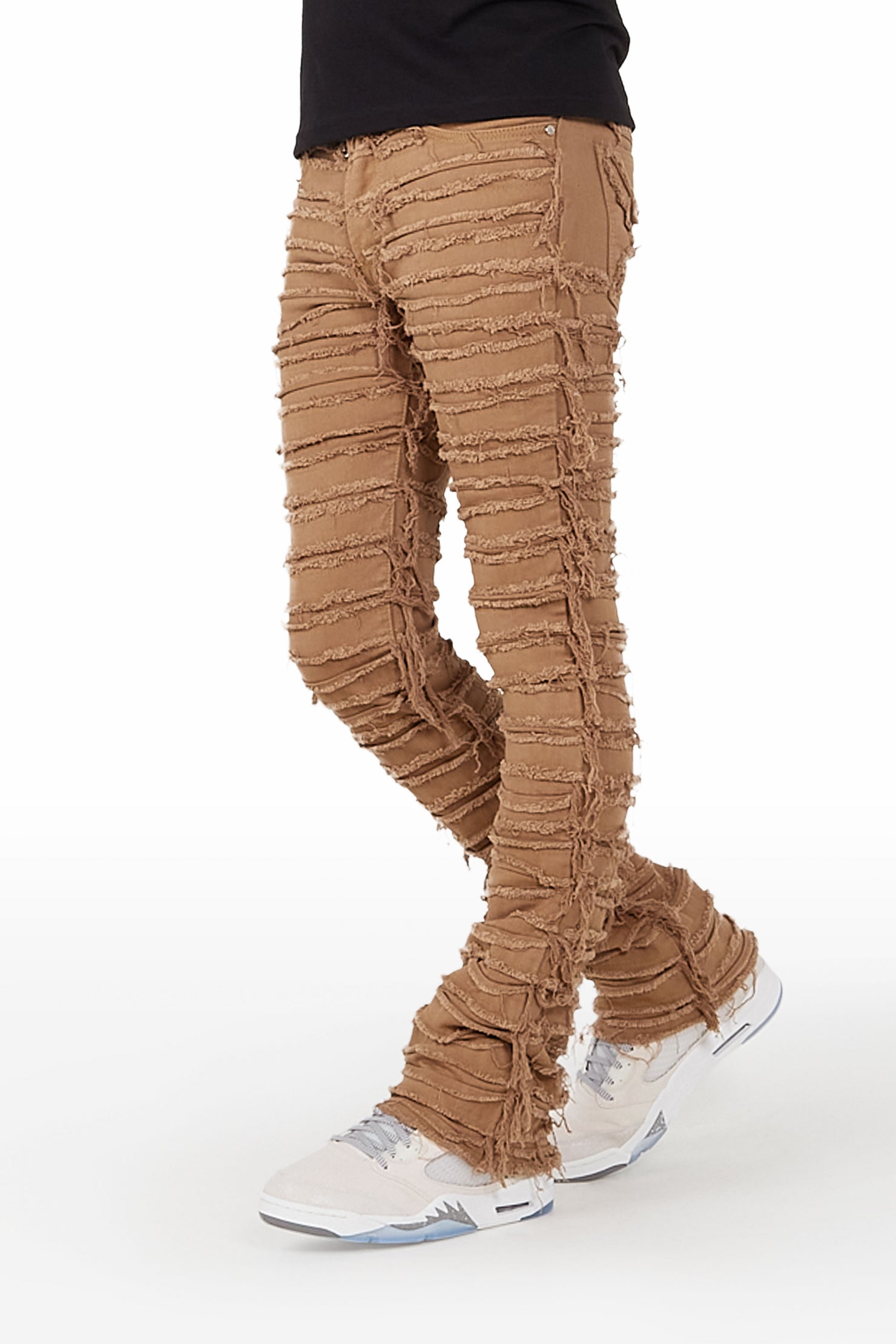 Kunno Beige Stacked Flare Jean