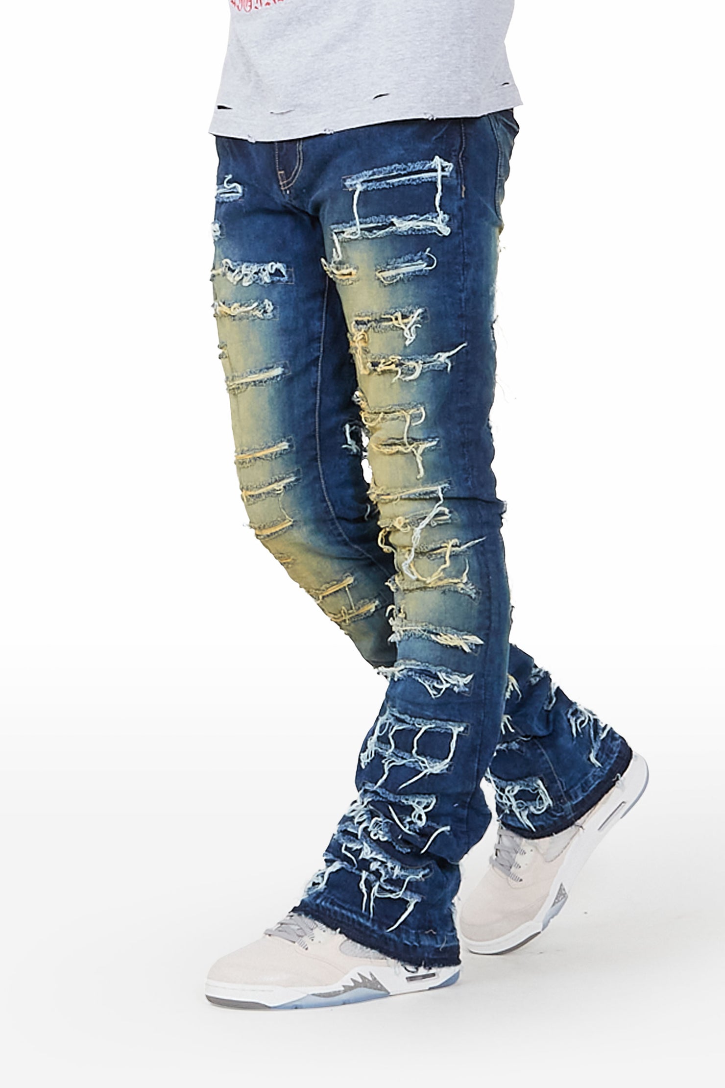 Malyk Dark Indigo Stacked Flare Jean