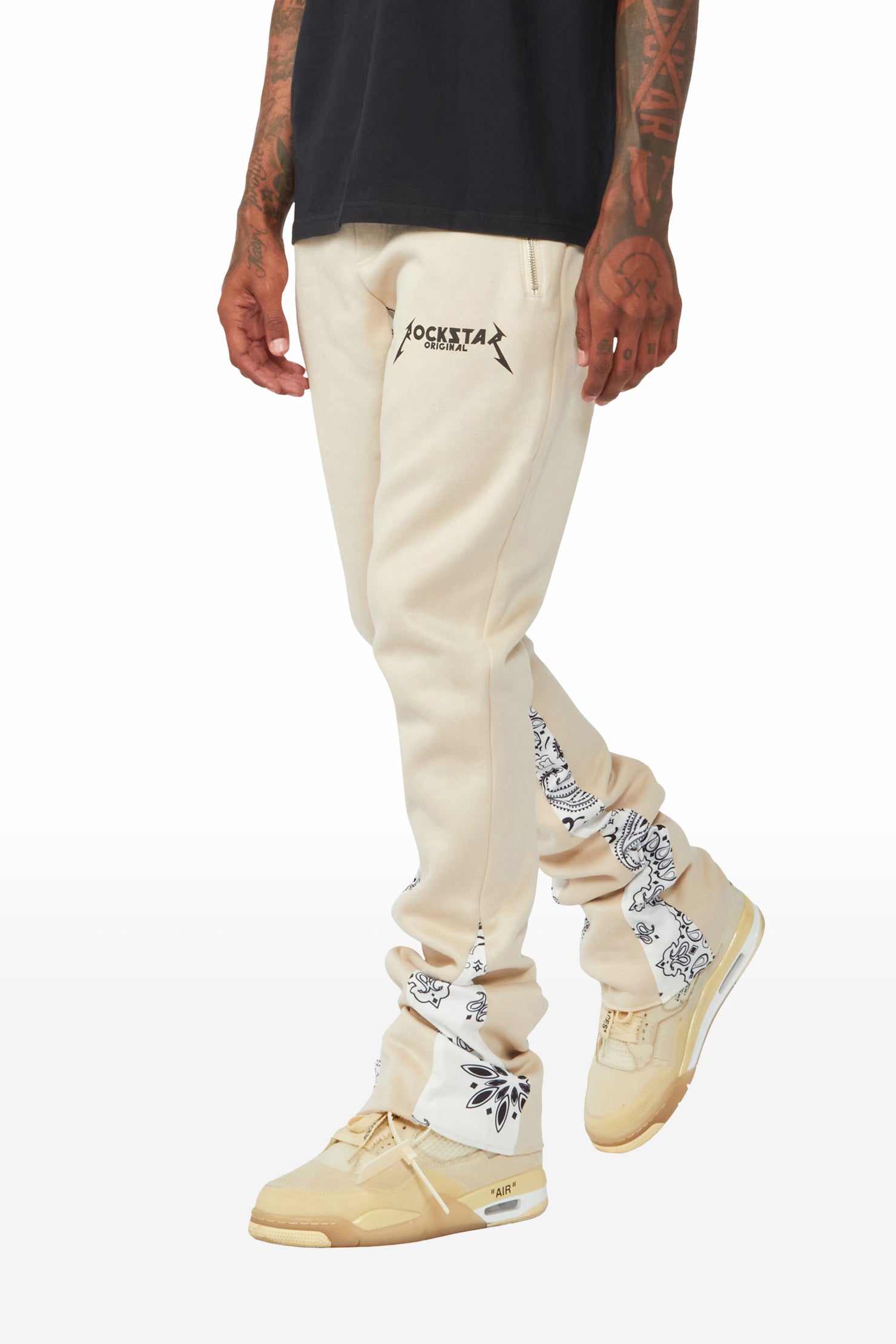 Everest Beige/Bandana White Stacked Flare Track Pant