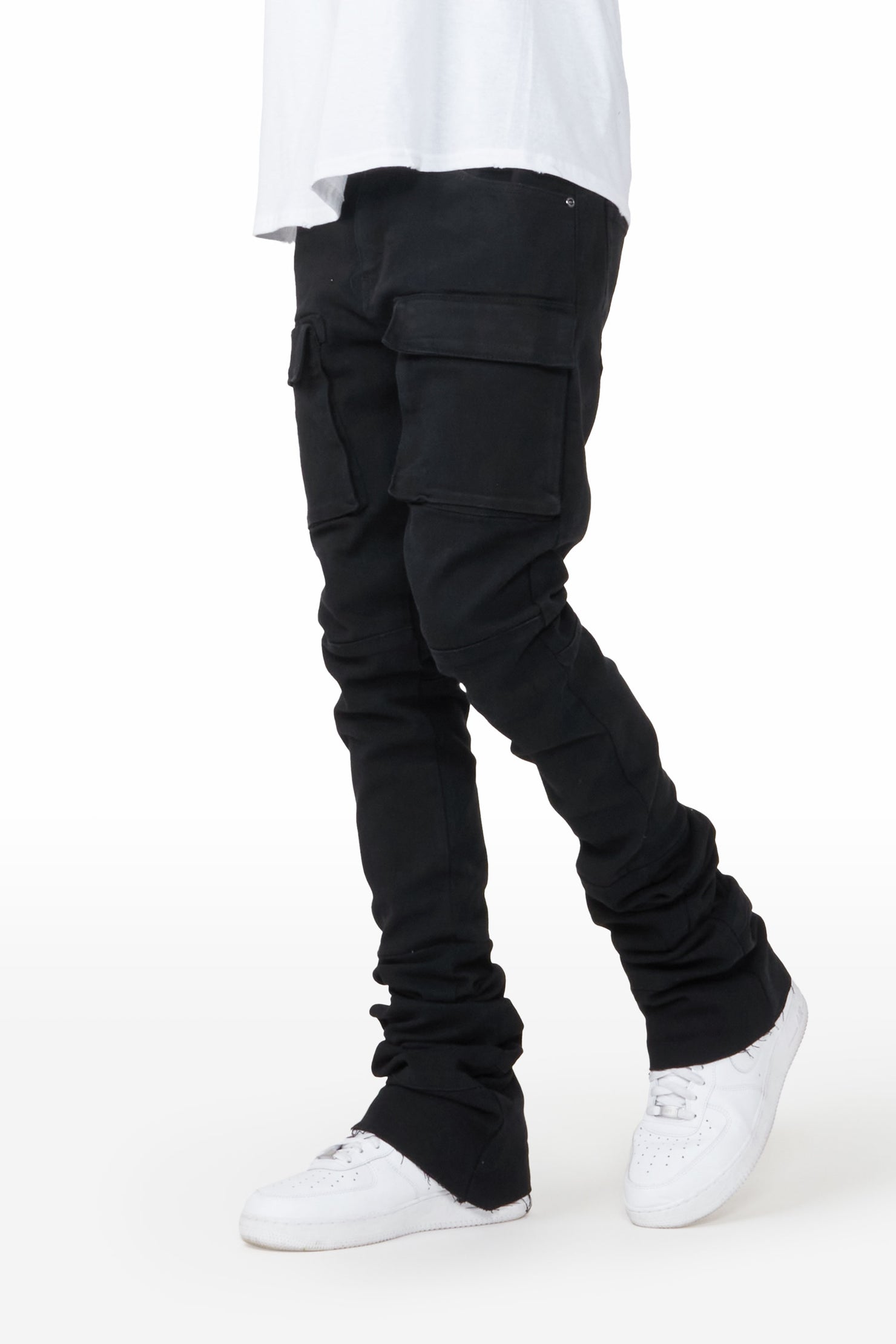 Nello Black Super Stacked Flare Jean