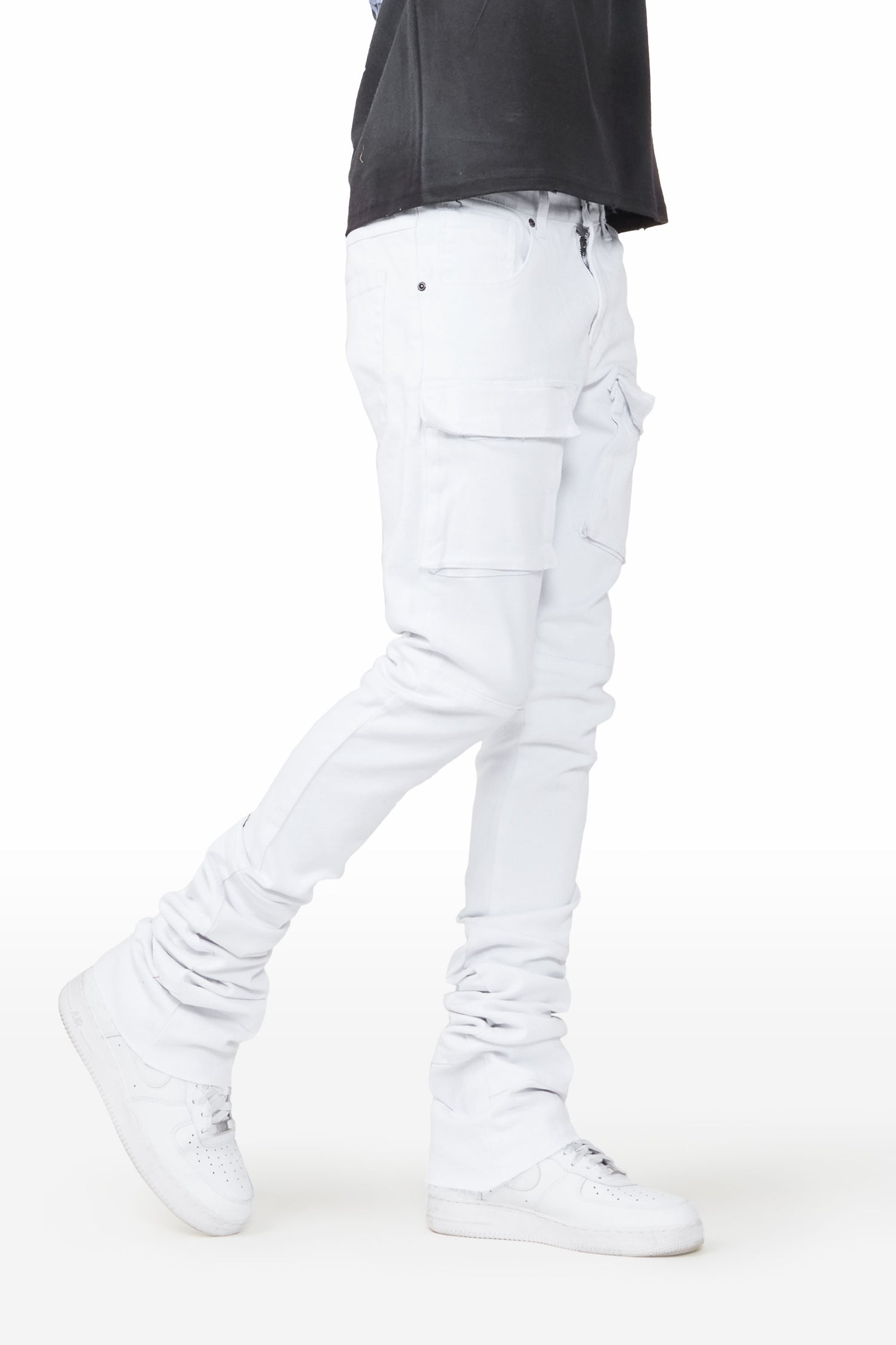 Nello White Super Stacked Flare Jean