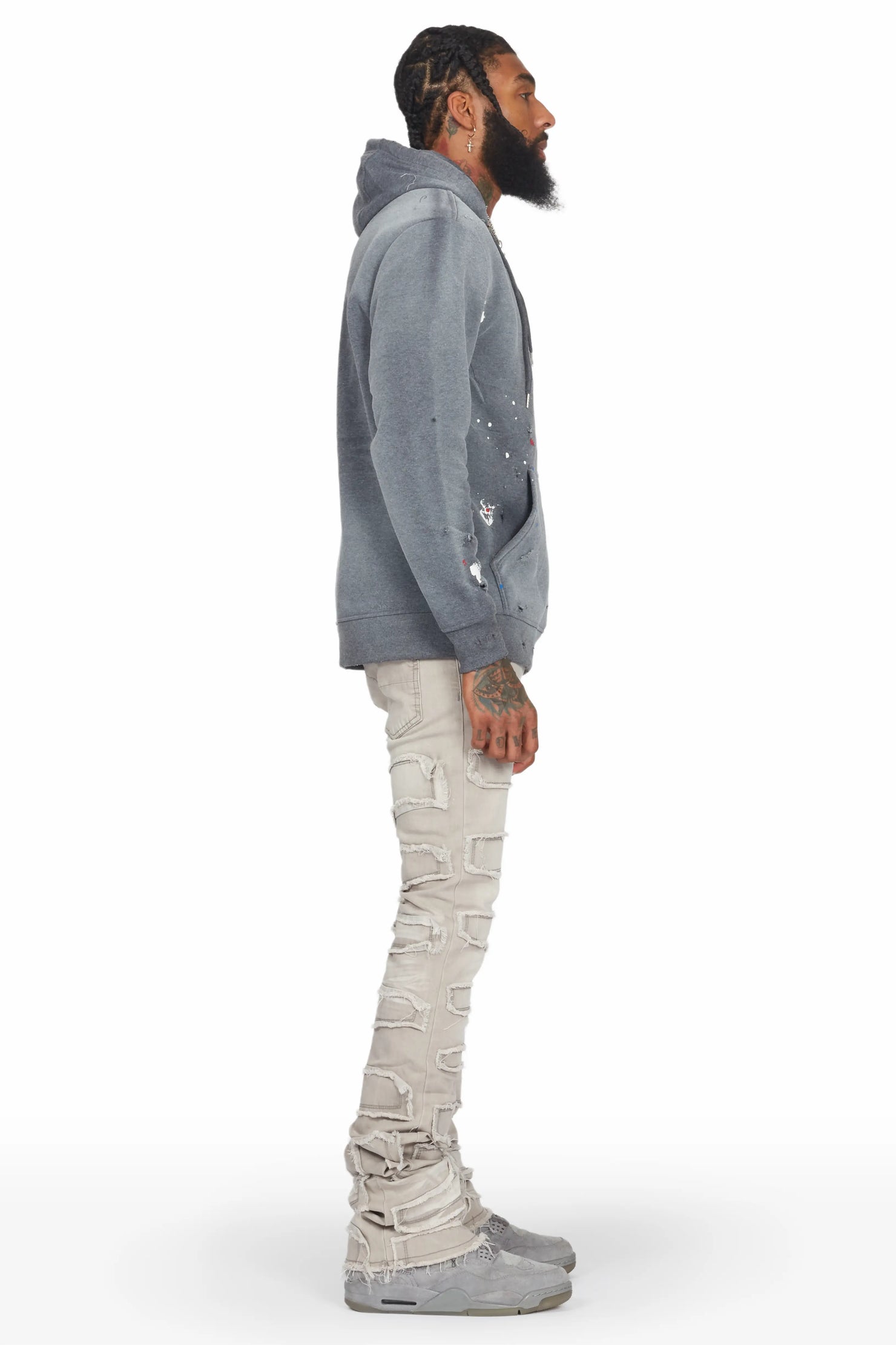 Hallie Grey Wash Super Stacked Flare Jean