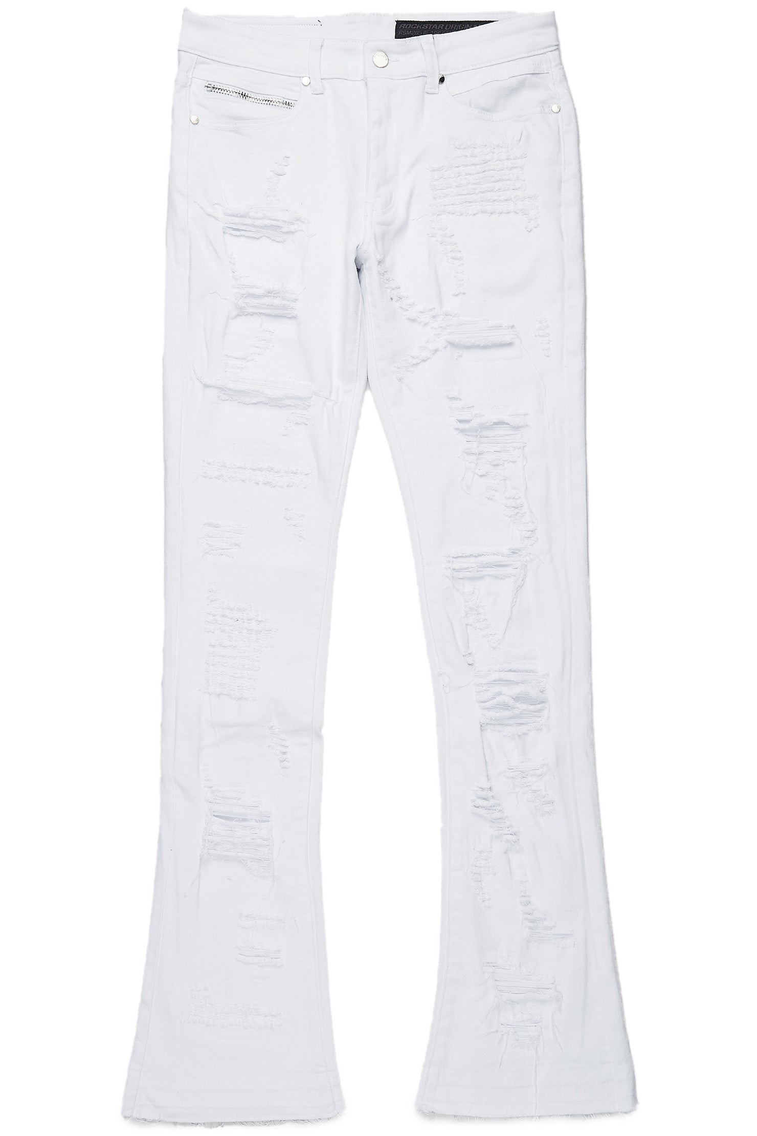 Holibert White Stacked Flare Jean