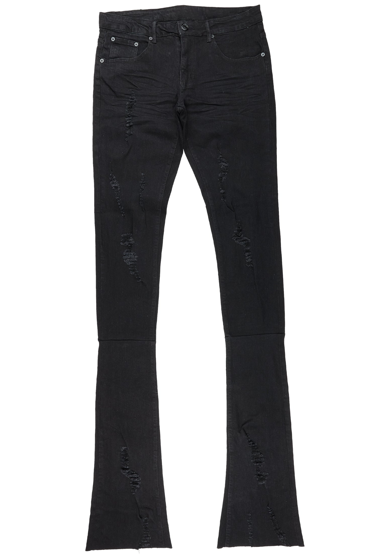 Hollis Black Super Stacked Flare Jean