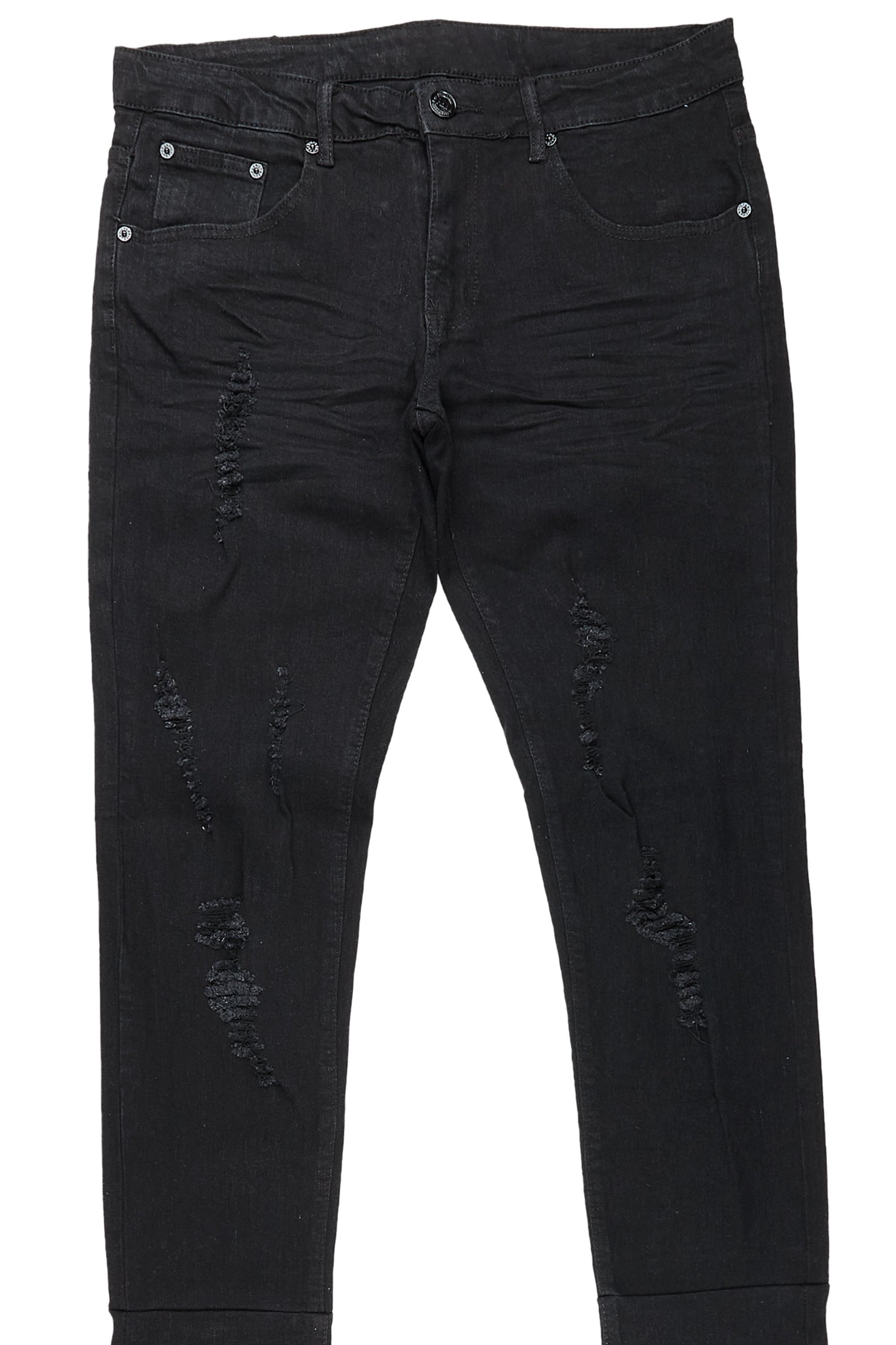 Hollis Black Super Stacked Flare Jean