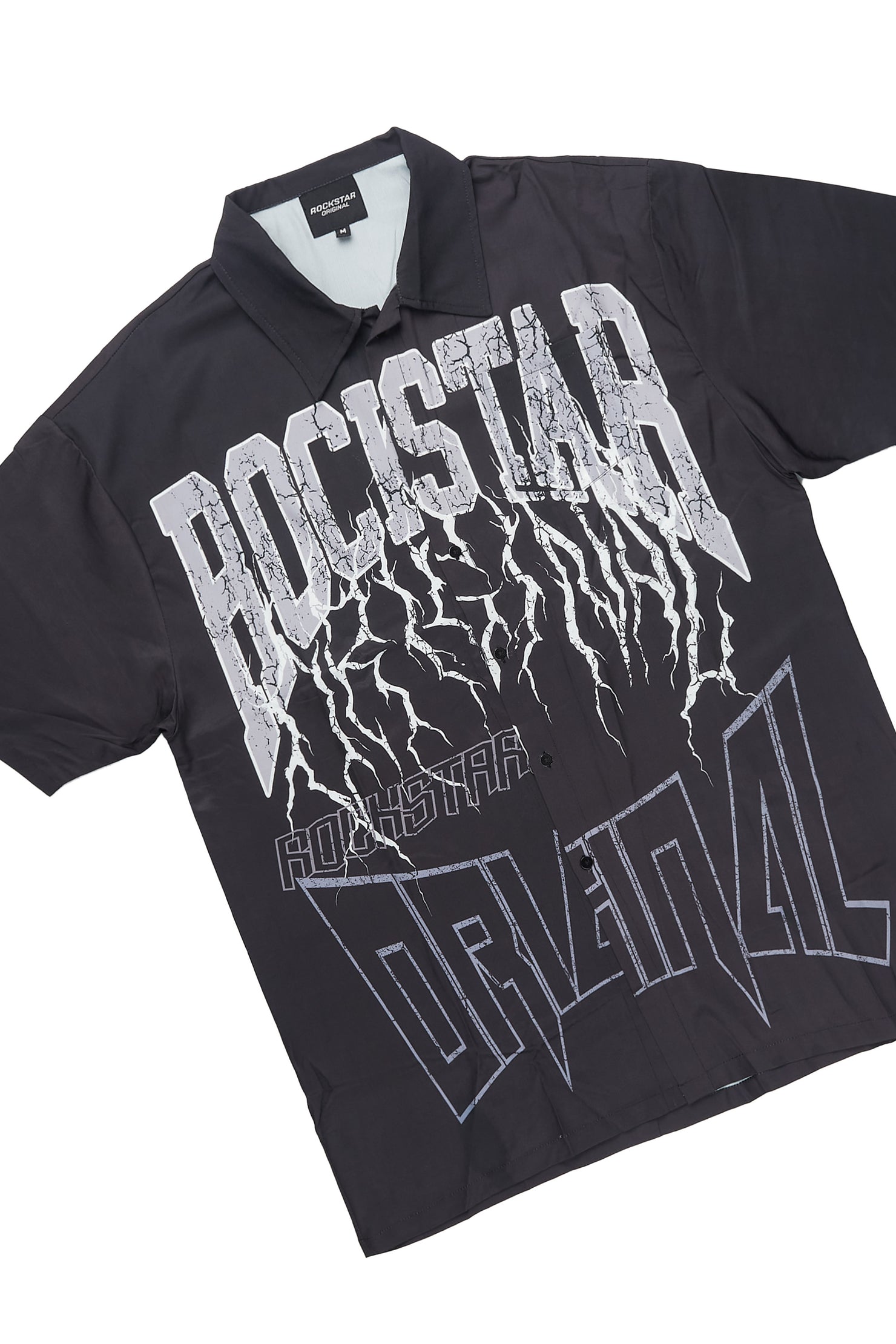 Hustle Black Button Down Short Set