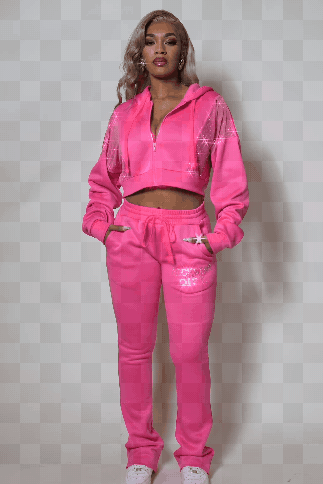 Sheila Pink Rhinestone Stacked Flare Track Set
