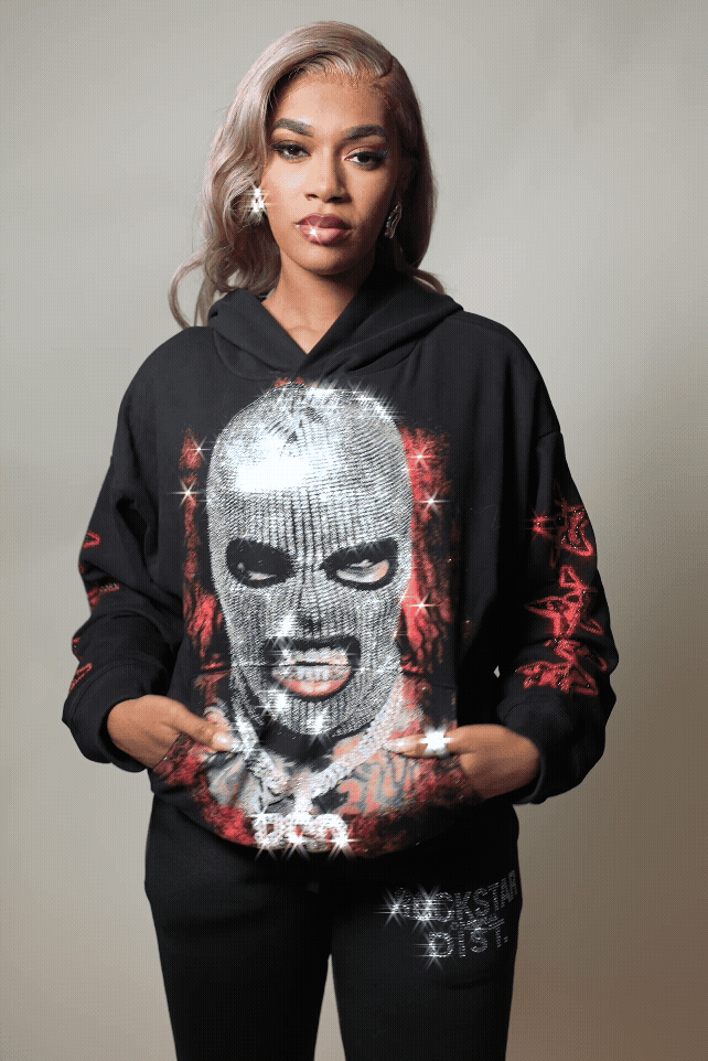 Ahsiyah Black Rhinestone Hoodie