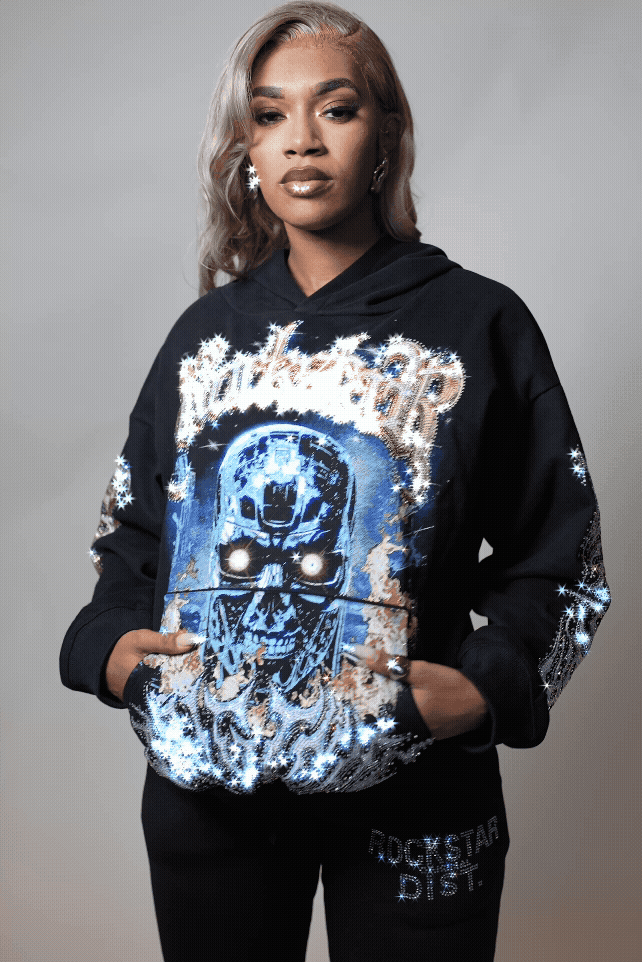 Lalillian Black Rhinestone Hoodie