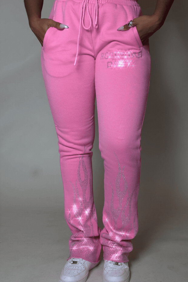 Anastesia Bubblegum Pink Stacked Track Pant