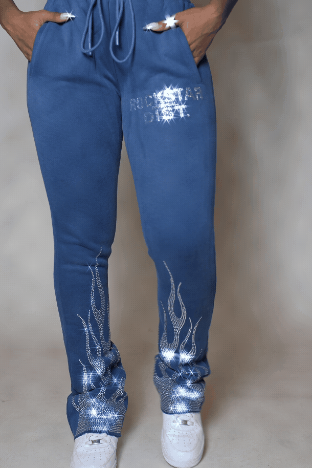 Anastesia Navy Stacked Track Pant