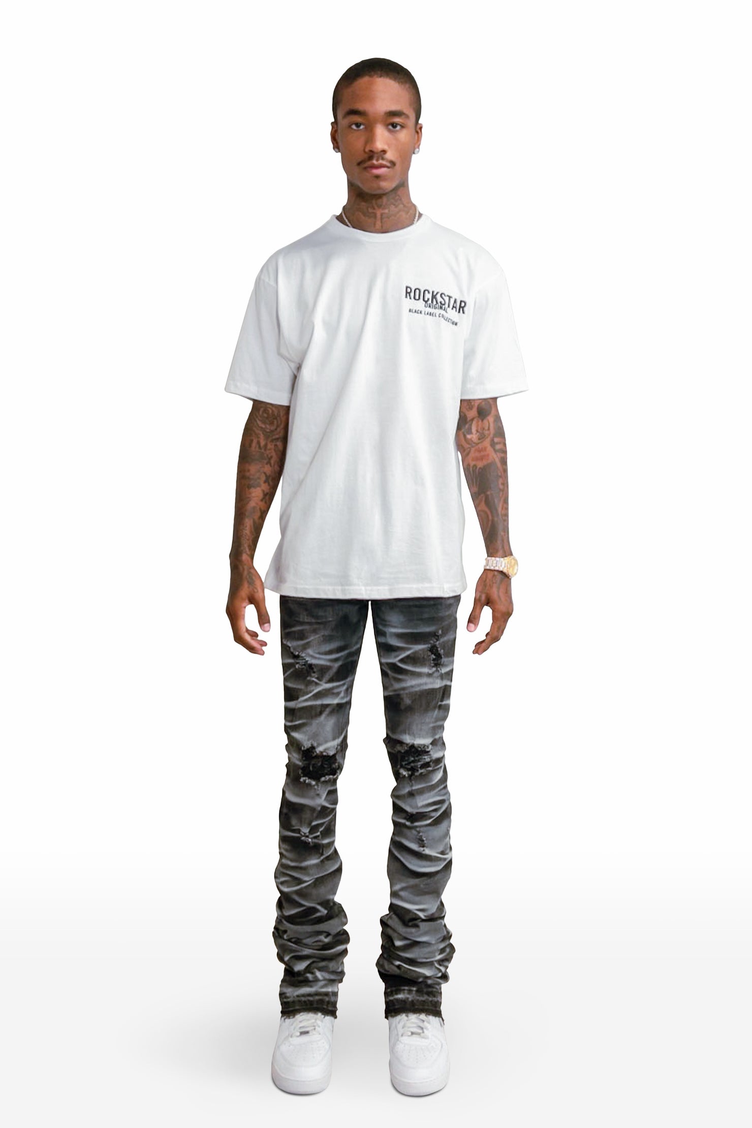 Sniper Dark Grey Super Stacked Flare Jean