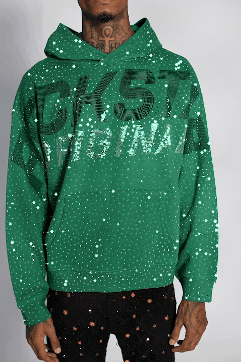 Iceout Green Rhinestone Oversized Hoodie