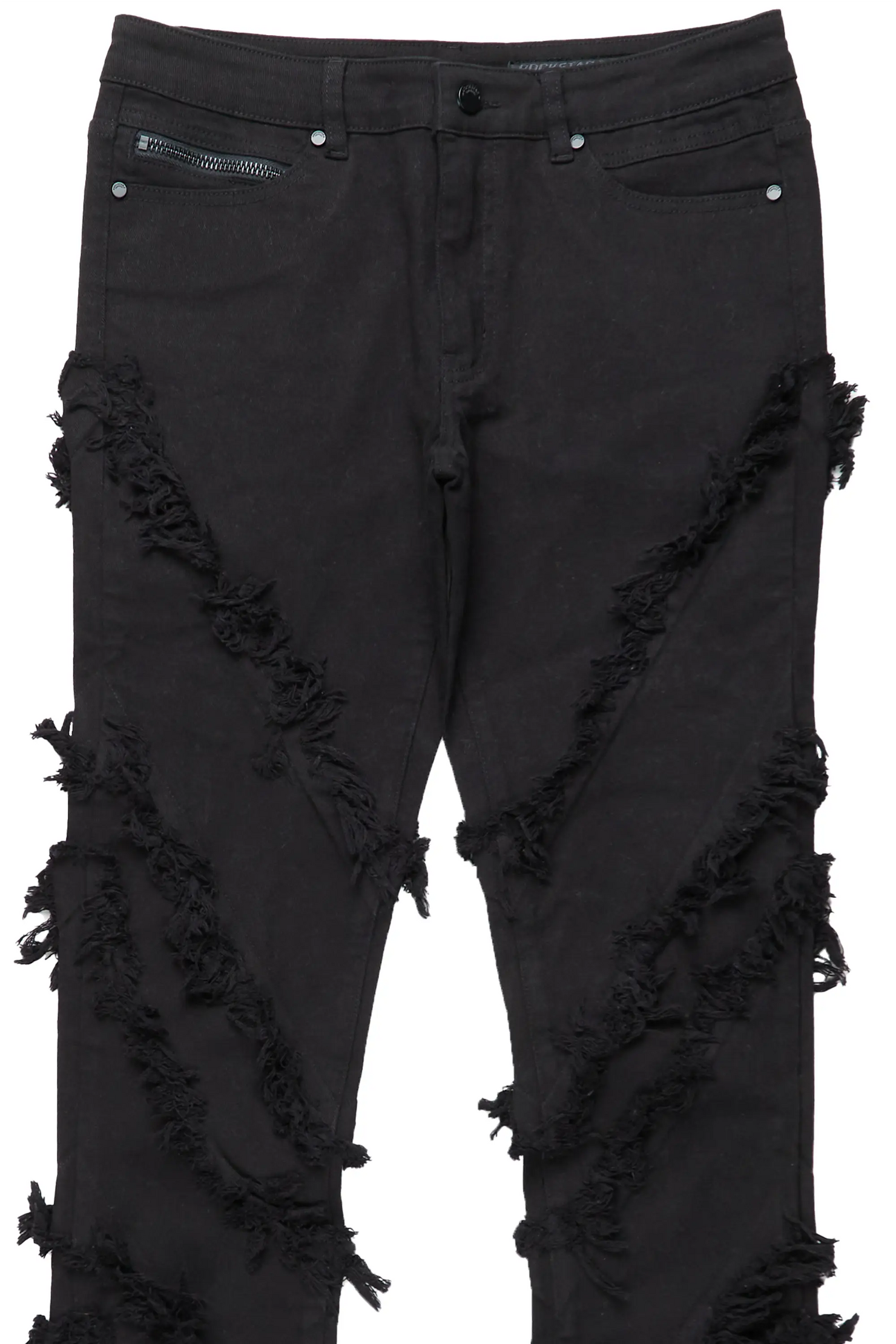 Ismael Black Stacked Flare Jean