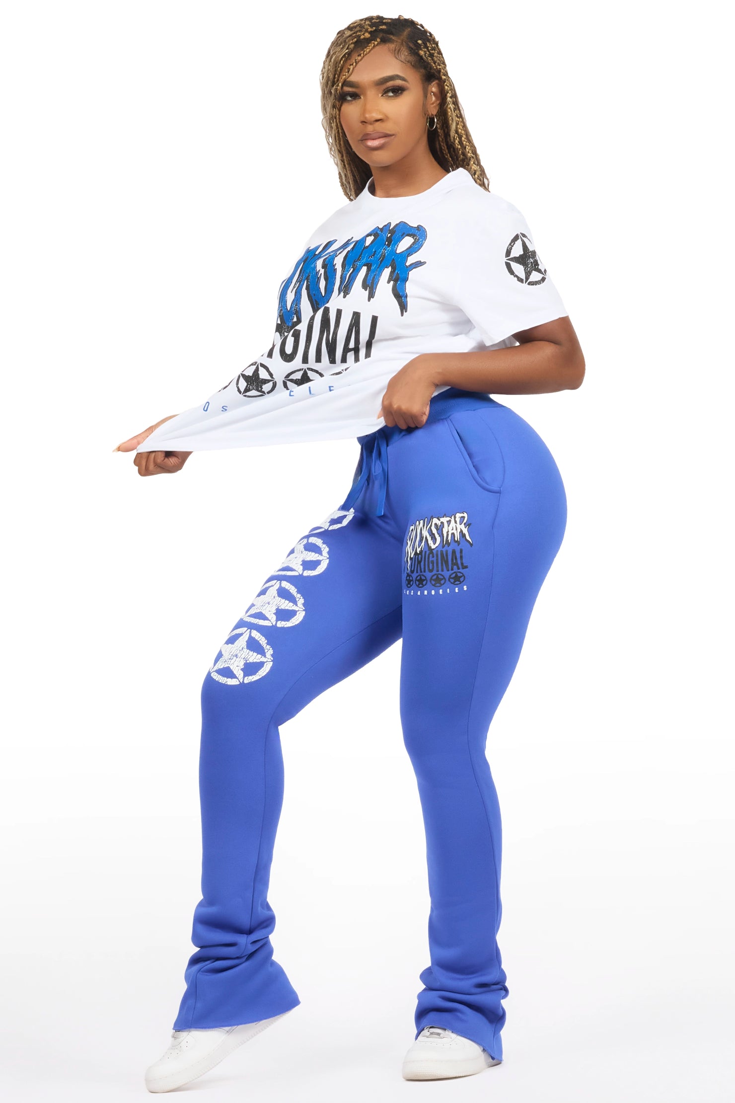 Diandra White/Royal Blue T-Shirt Track Set