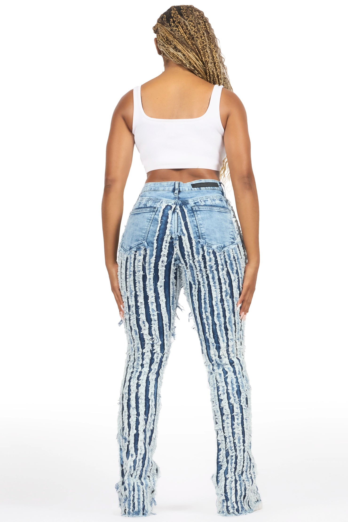 Natalia Med. Wash Stacked Flare Jean