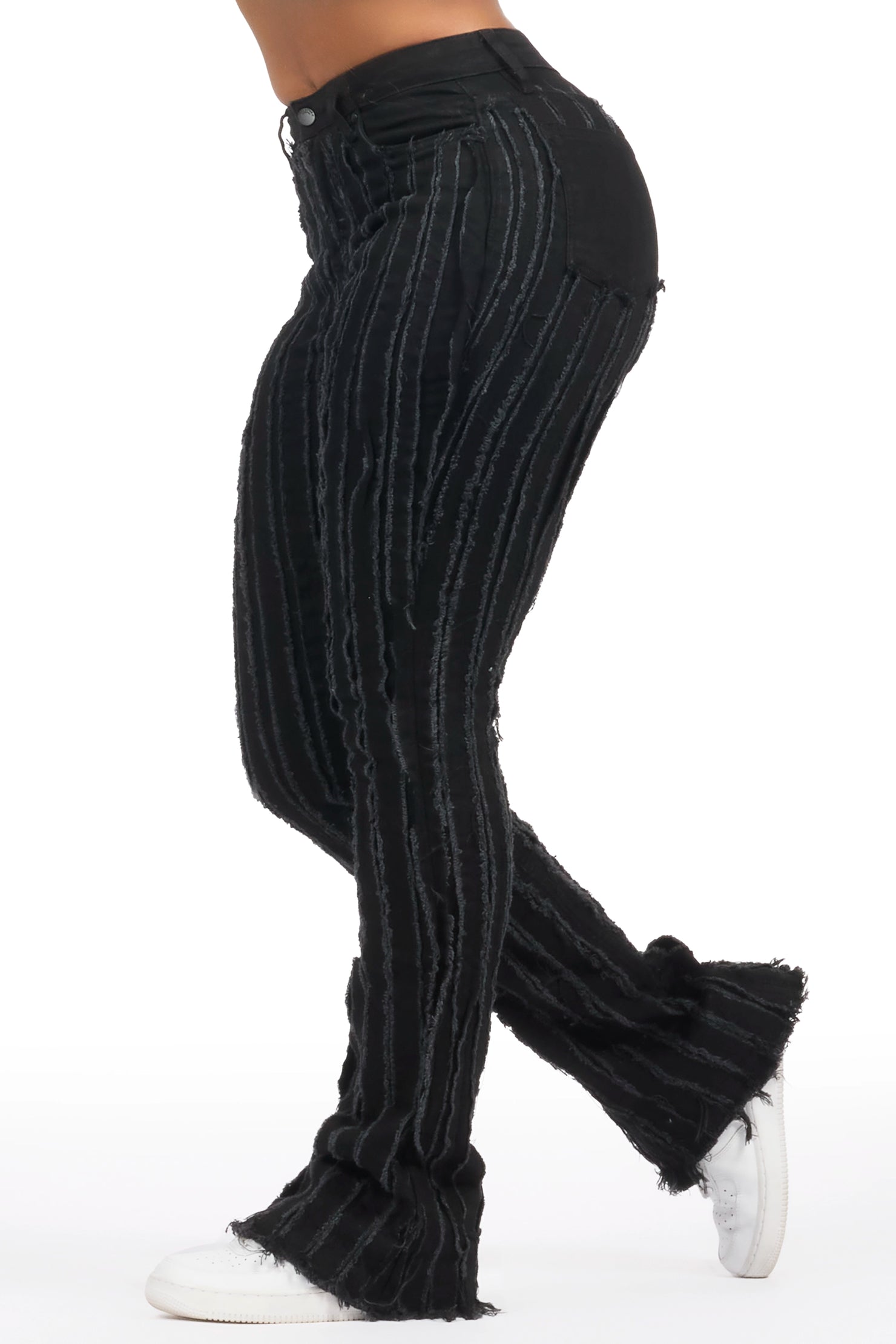 Natalia Black Stacked Flare Jean