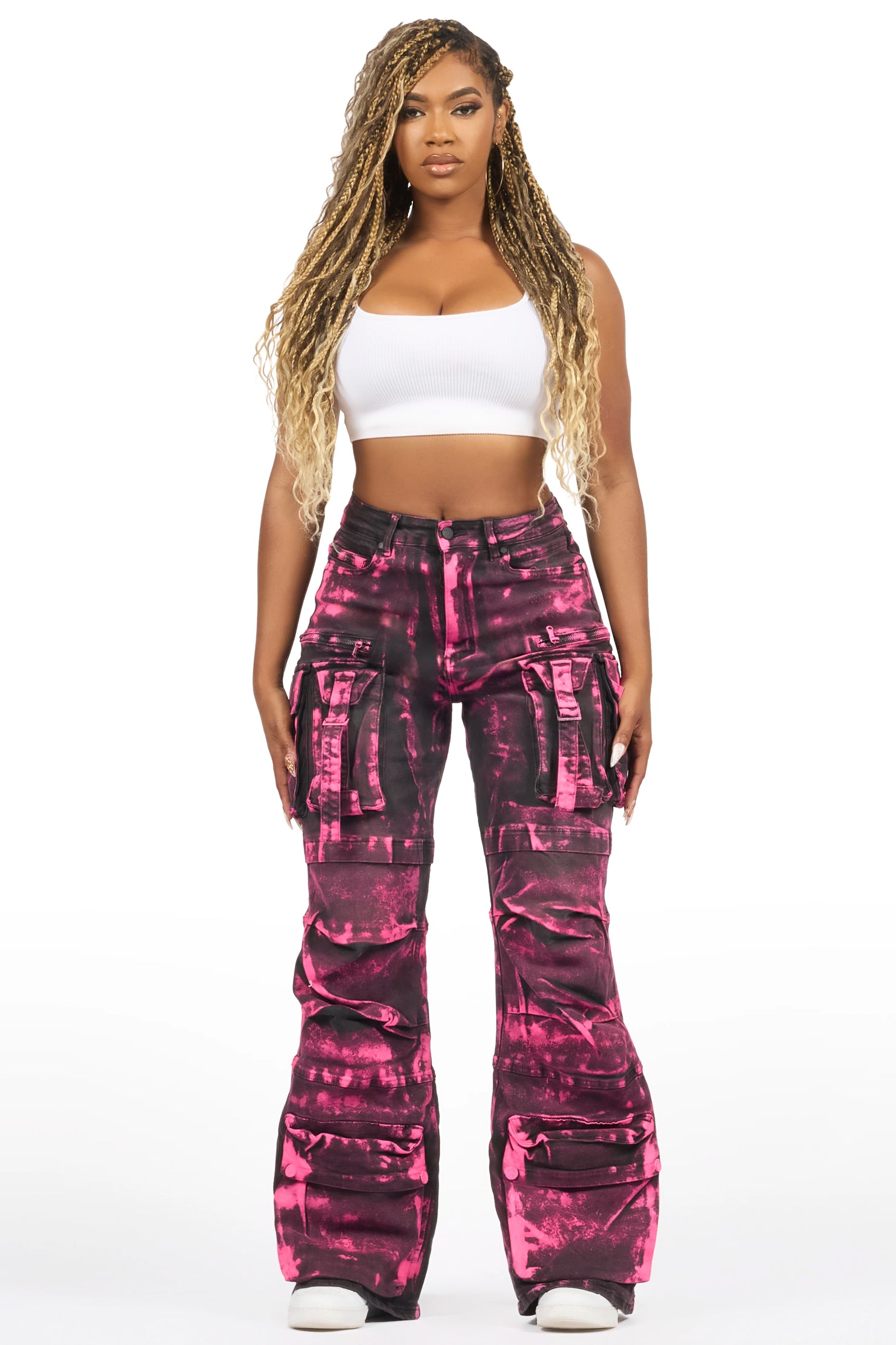 Alliyha Black Painted Wide Leg Jean