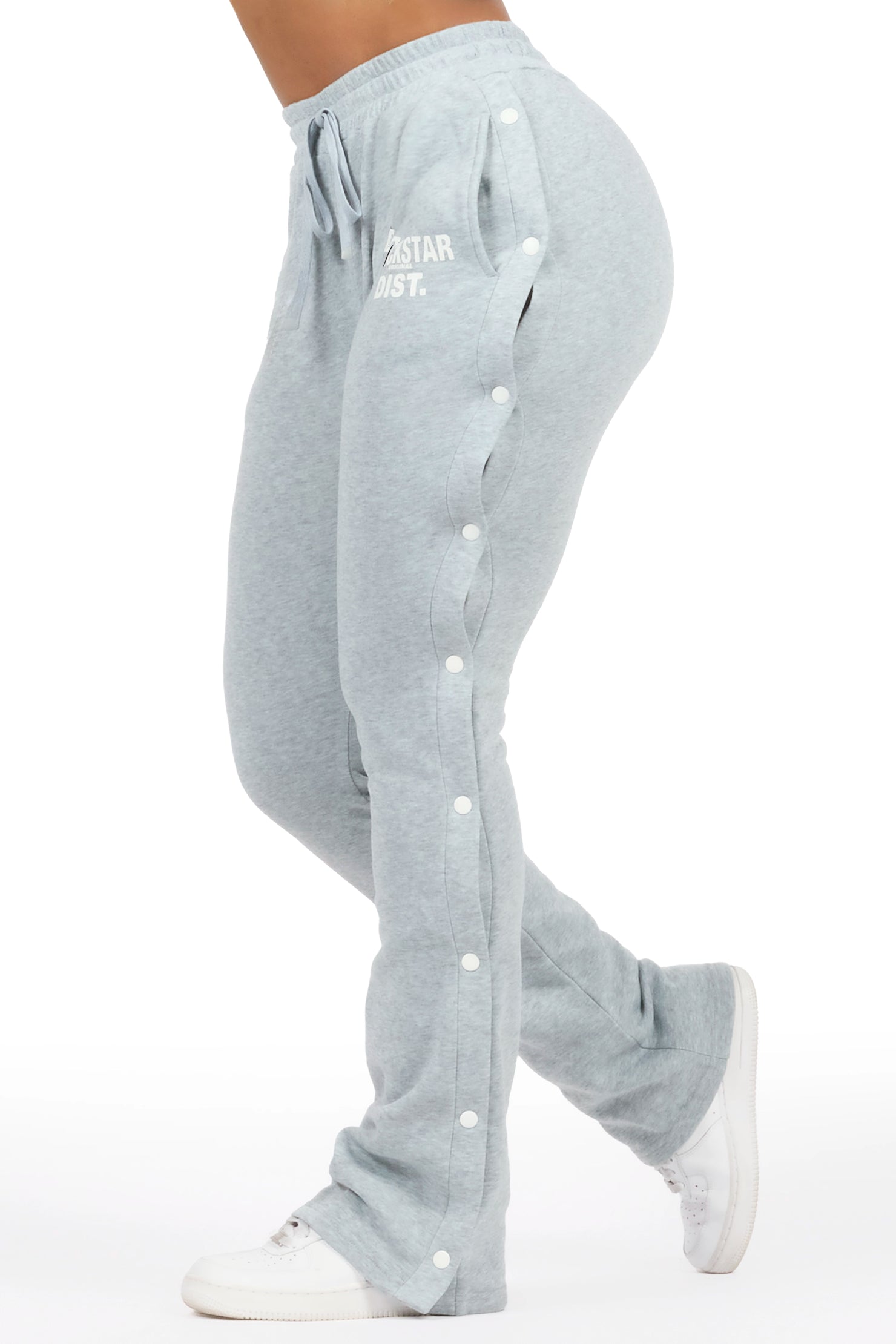 Kenniyah Heather Grey Snap Stacked Track Pant