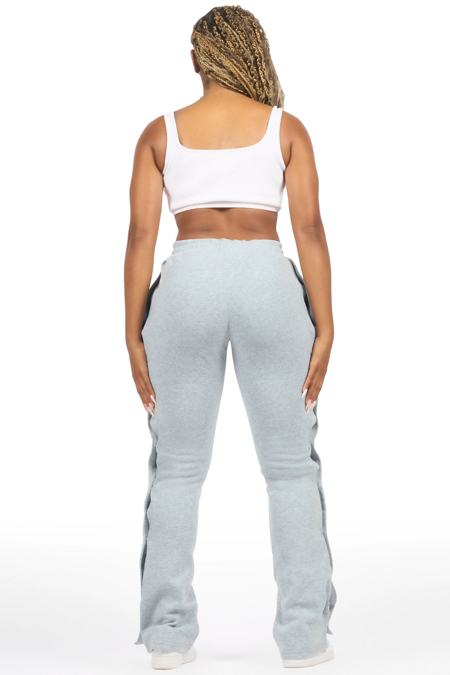 Kenniyah Heather Grey Snap Stacked Track Pant