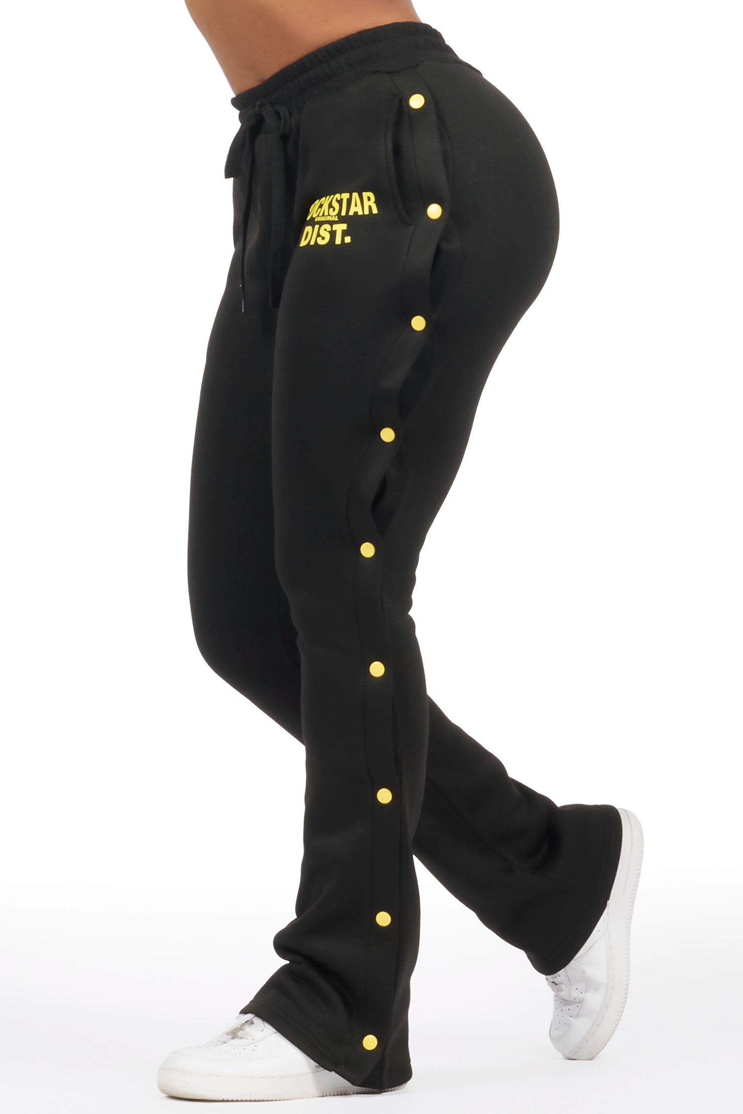 Kenniyah Black Snap Stacked Track Pant
