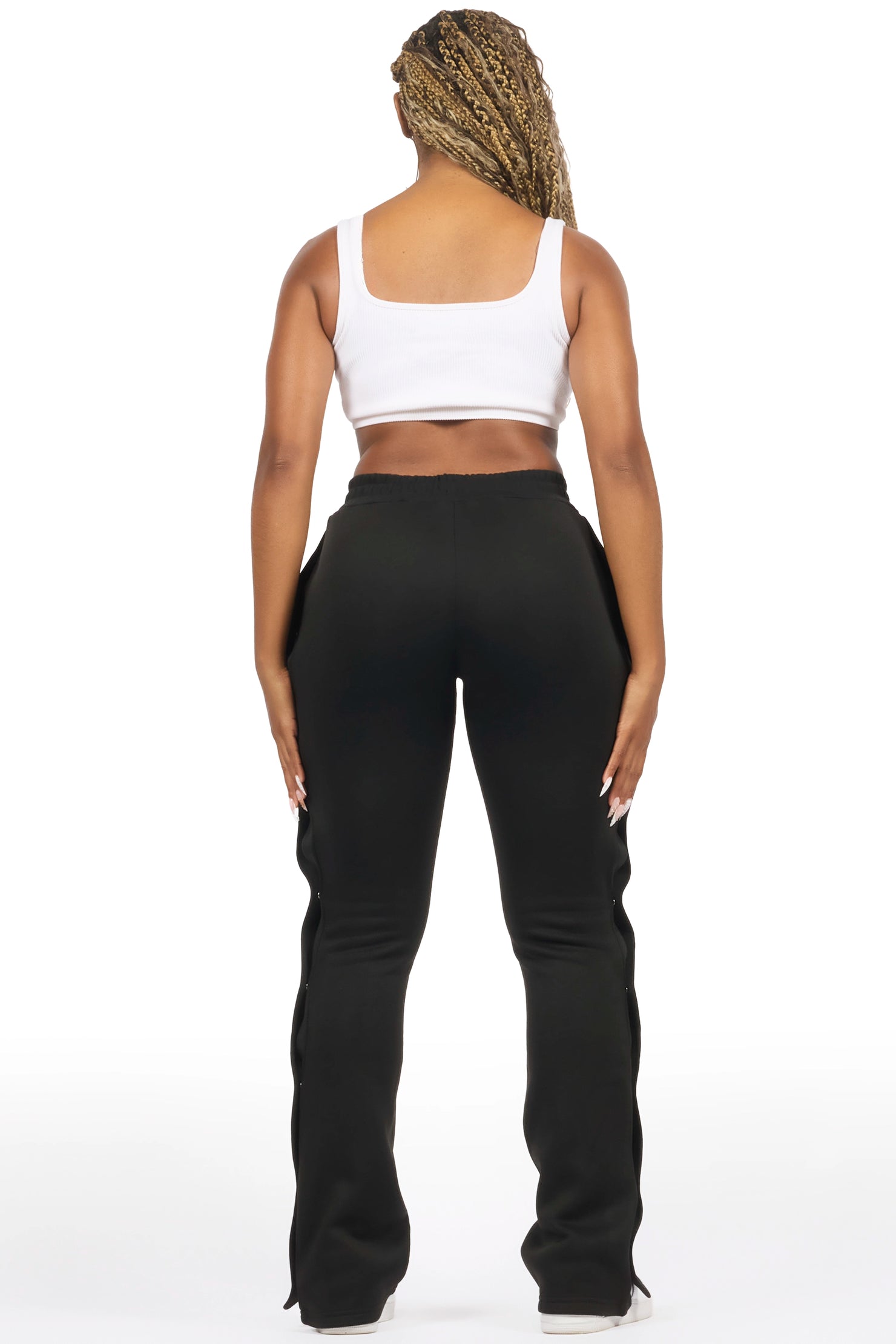 Kenniyah Black Snap Stacked Track Pant