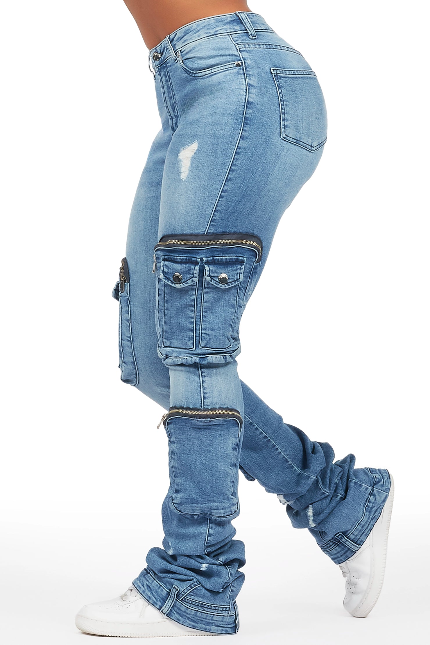 Alisson Med Wash Cargo Super Stacked Jean