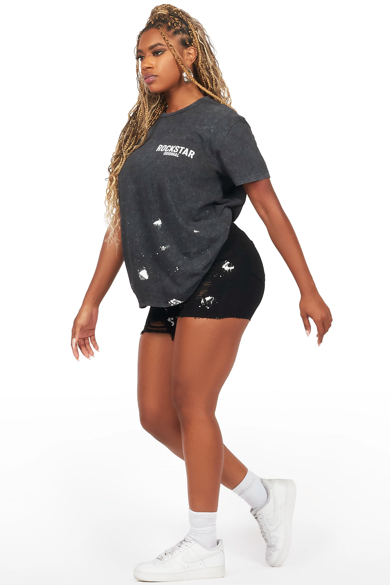 Vianka Black Denim Short Set