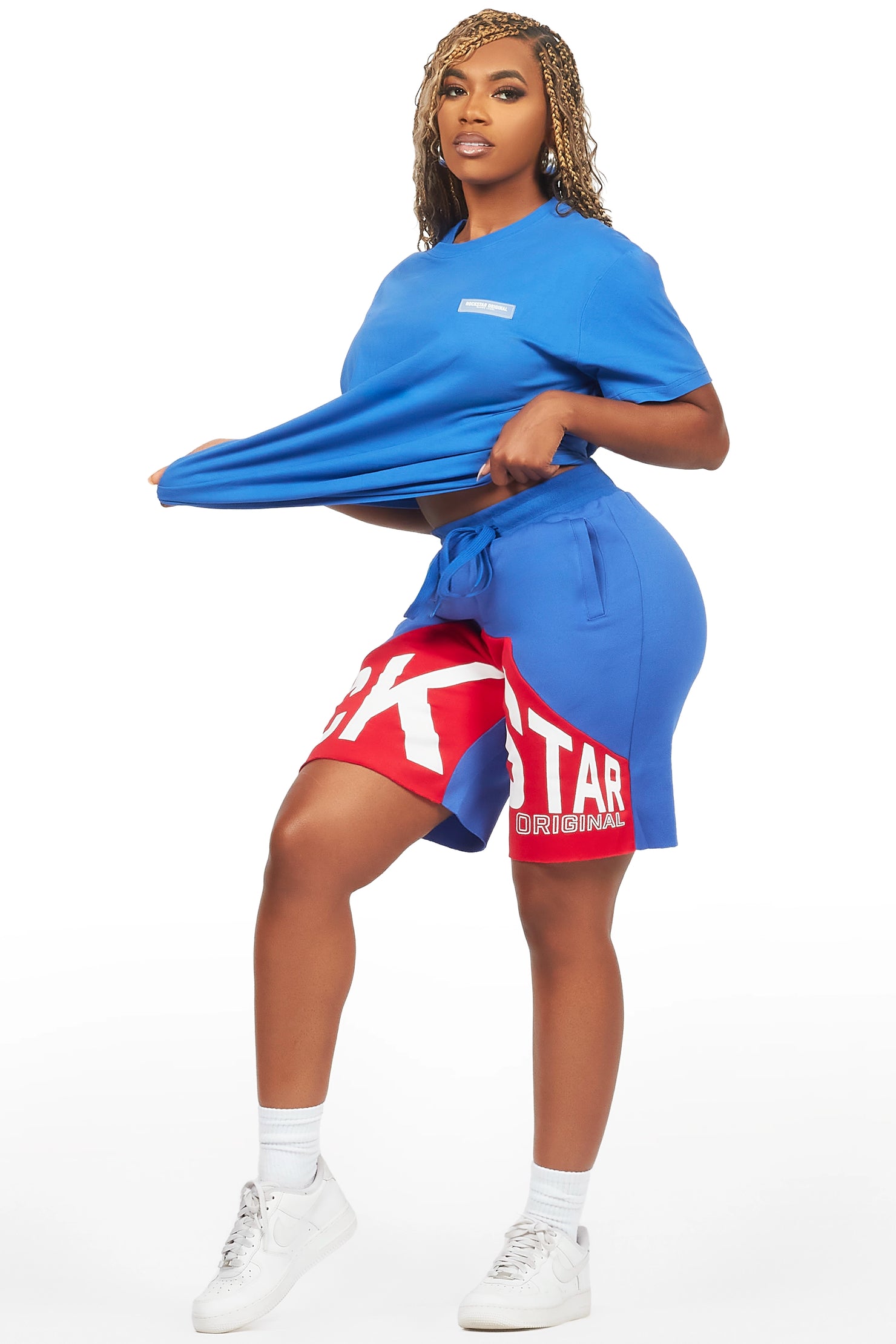 Diona Royal Blue T-Shirt Short Set