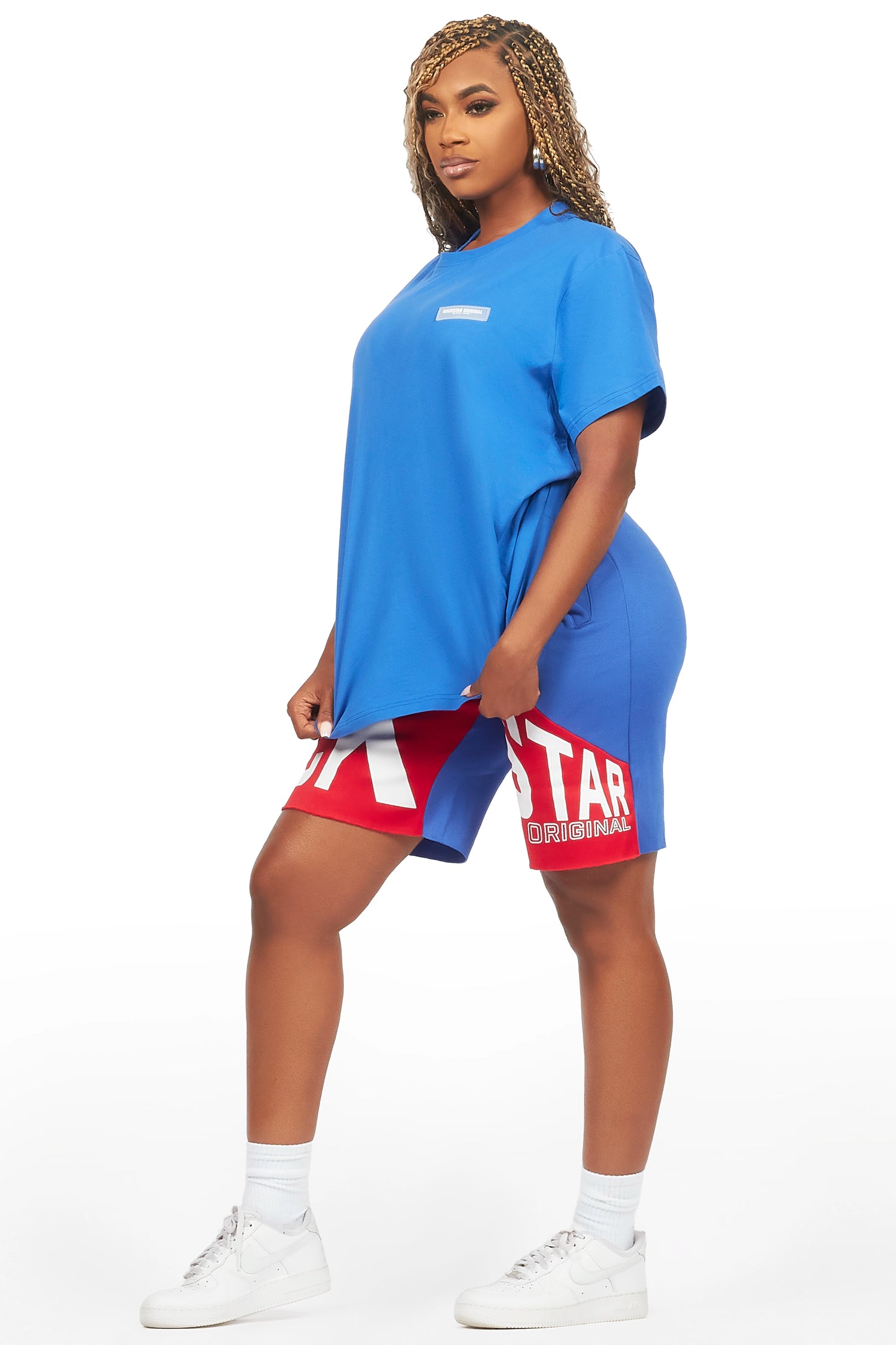 Diona Royal Blue T-Shirt Short Set