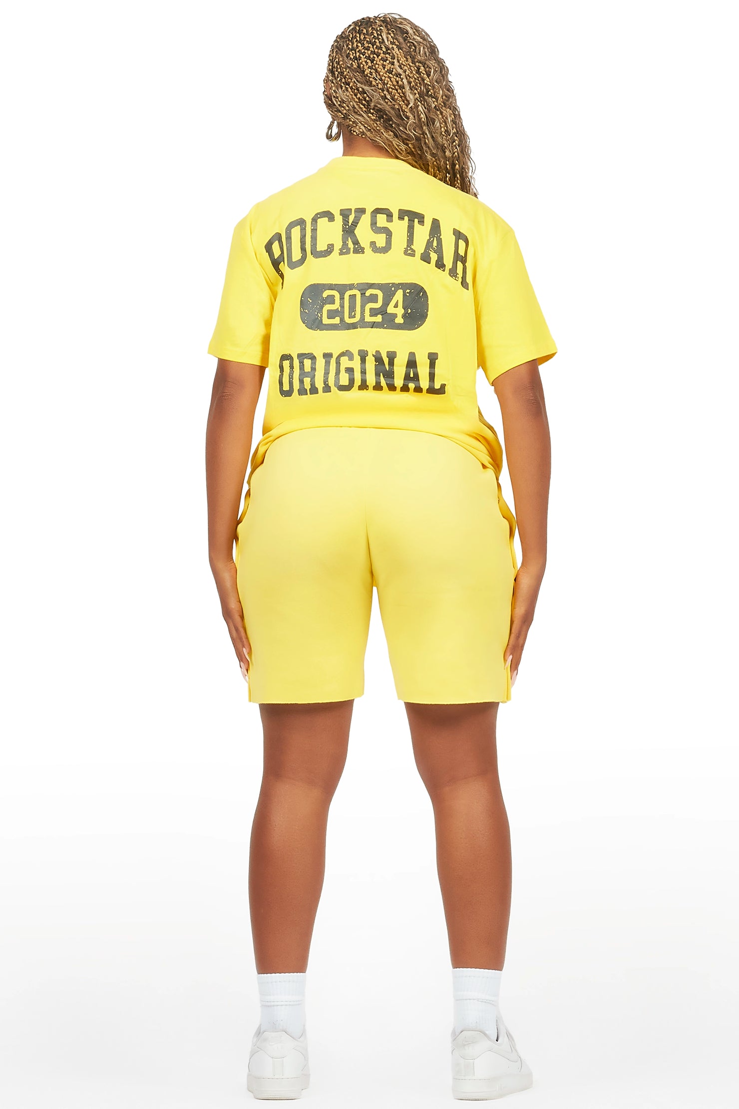 Lionela Yellow T-Shirt Snap Short Set