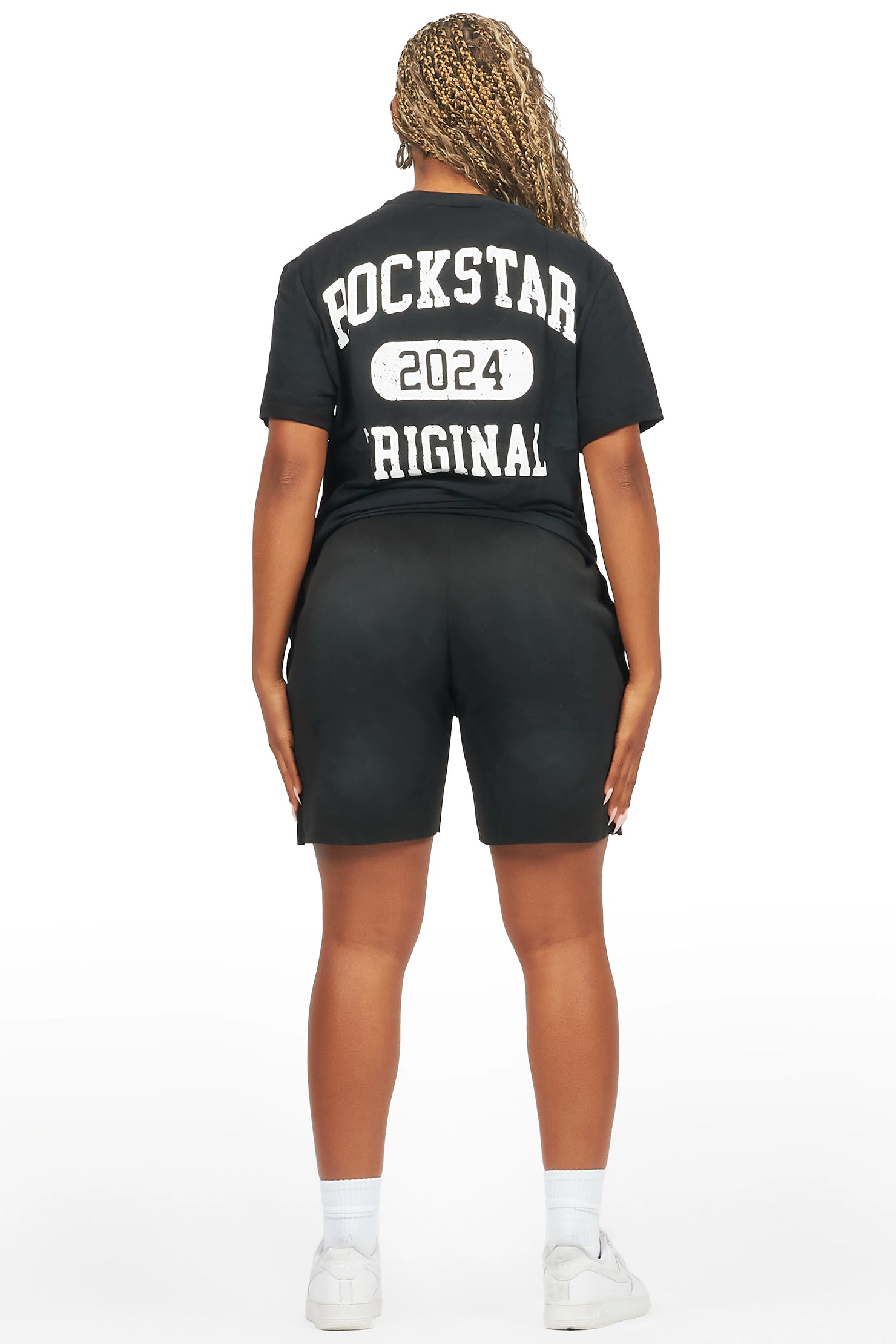 Lionela Black T-Shirt Snap Short Set