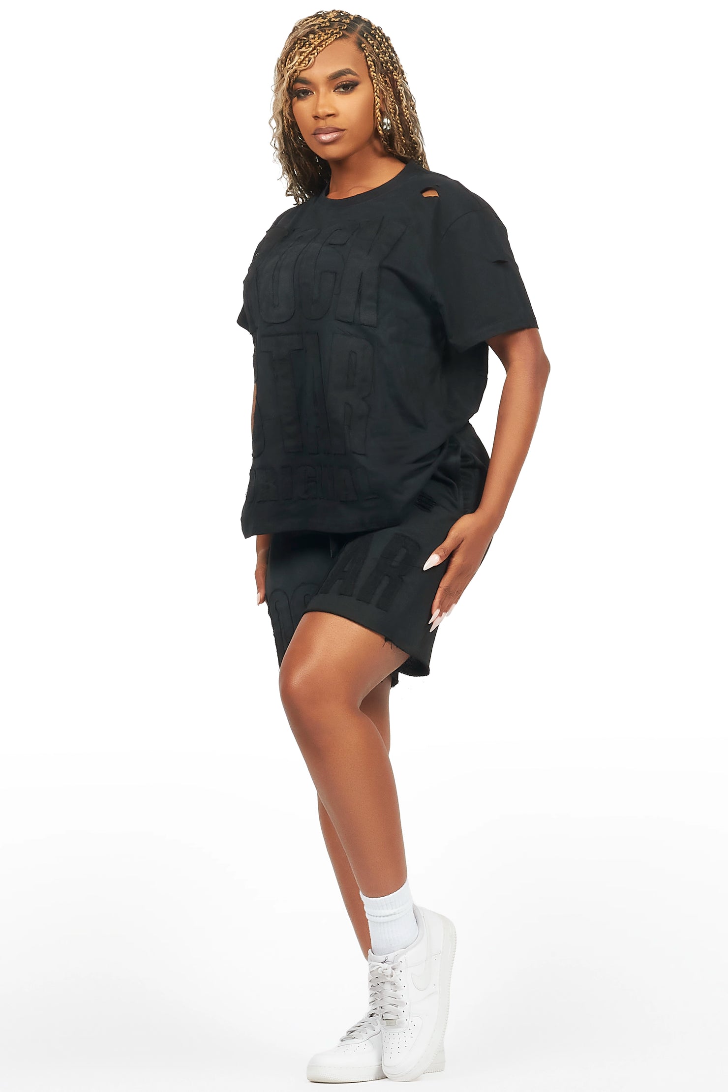 Shantrice Black T-Shirt Short Set
