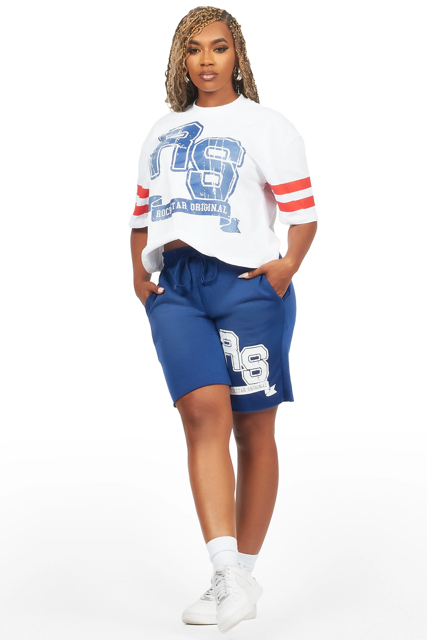Tenita White/Blue T-Shirt Short Set