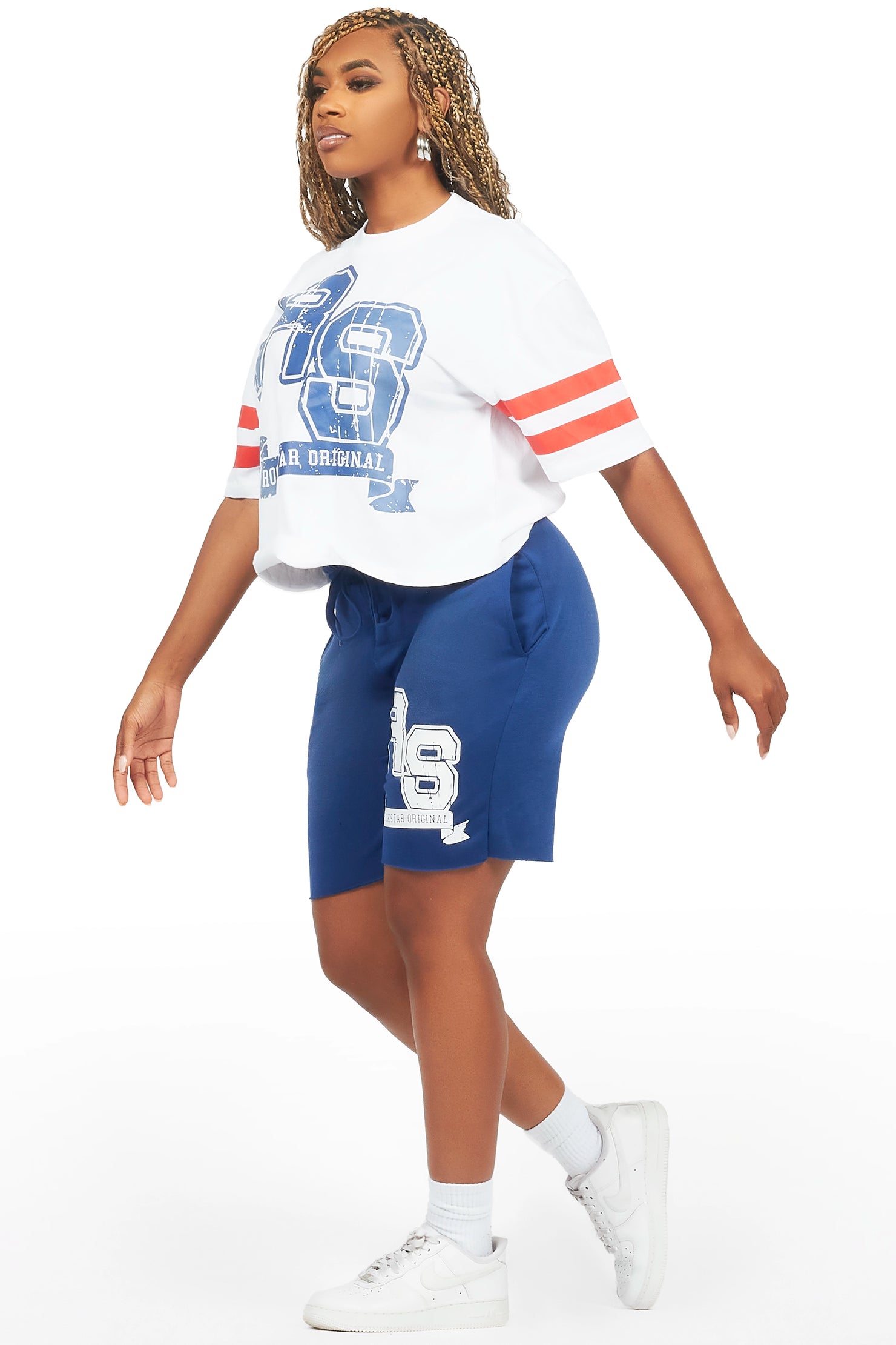 Tenita White/Blue T-Shirt Short Set