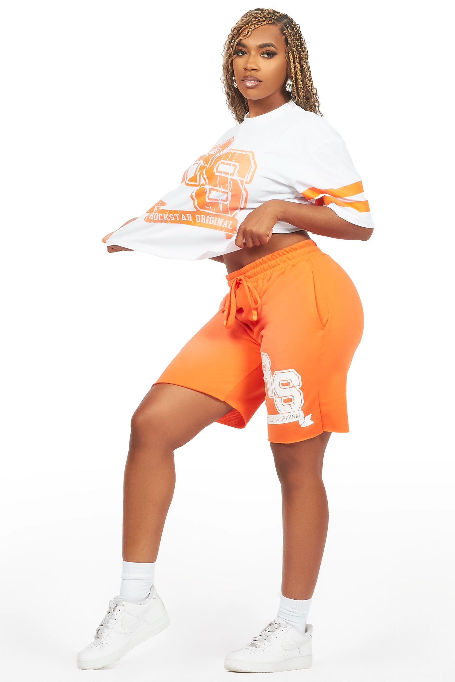 Tenita White/Orange T-Shirt Short Set