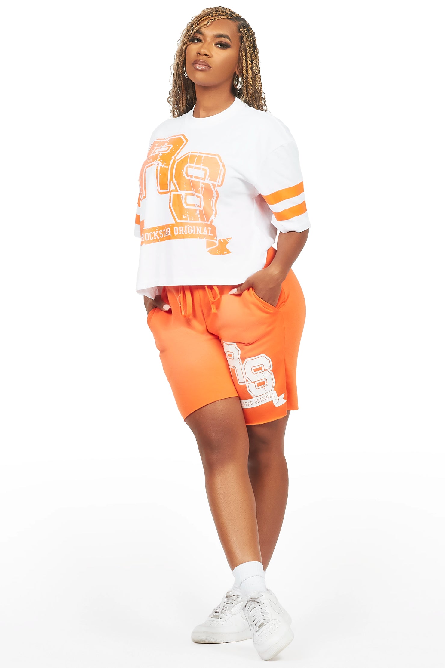 Tenita White/Orange T-Shirt Short Set