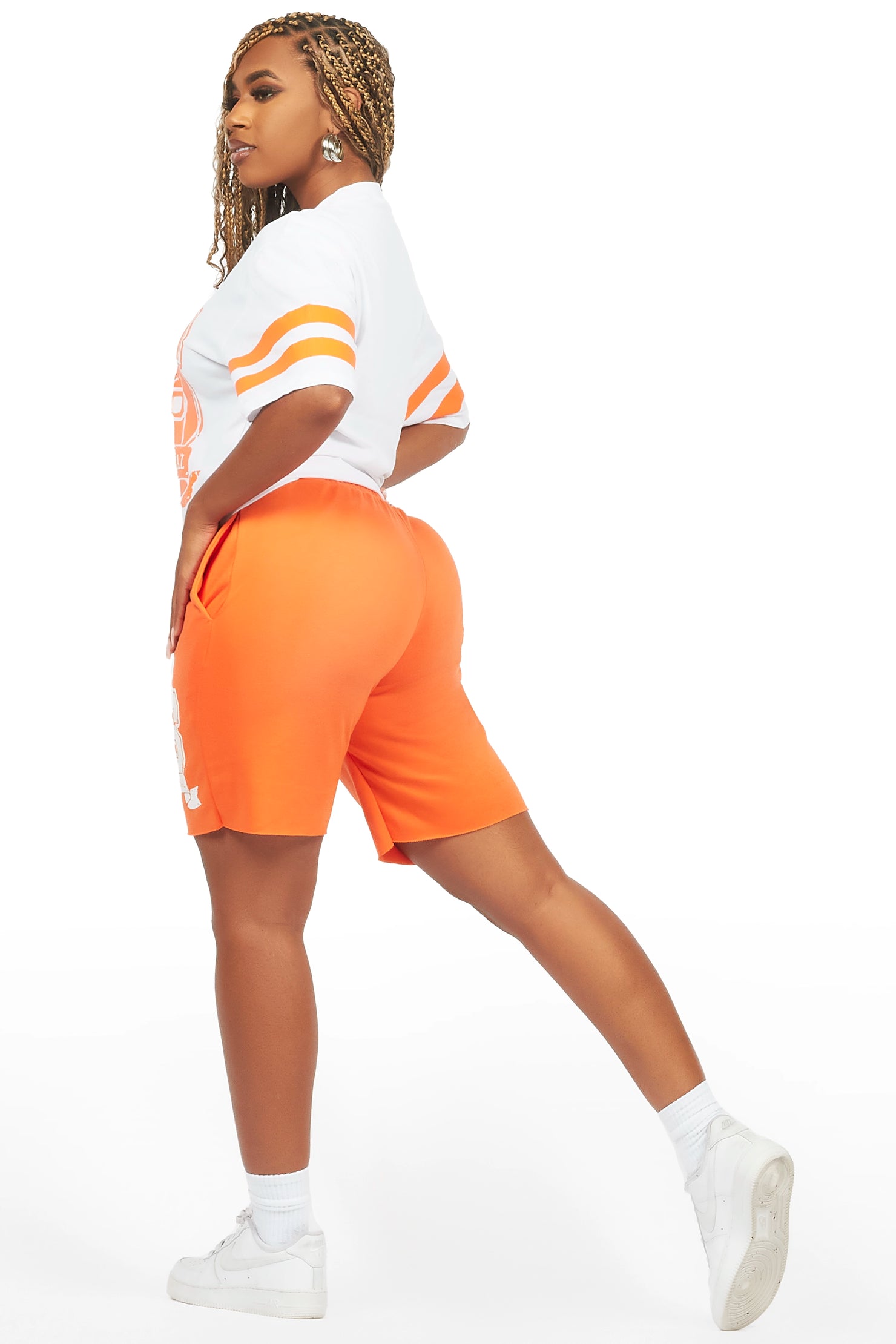 Tenita White/Orange T-Shirt Short Set