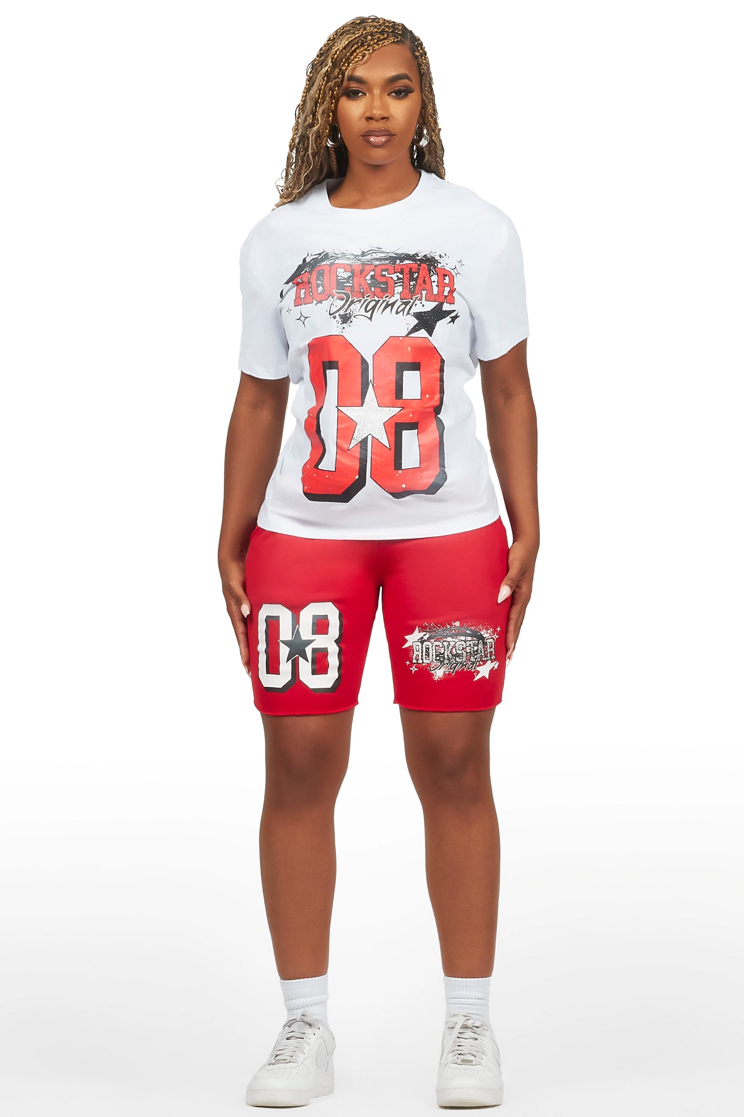 Carolina White/Red T-Shirt Short Set