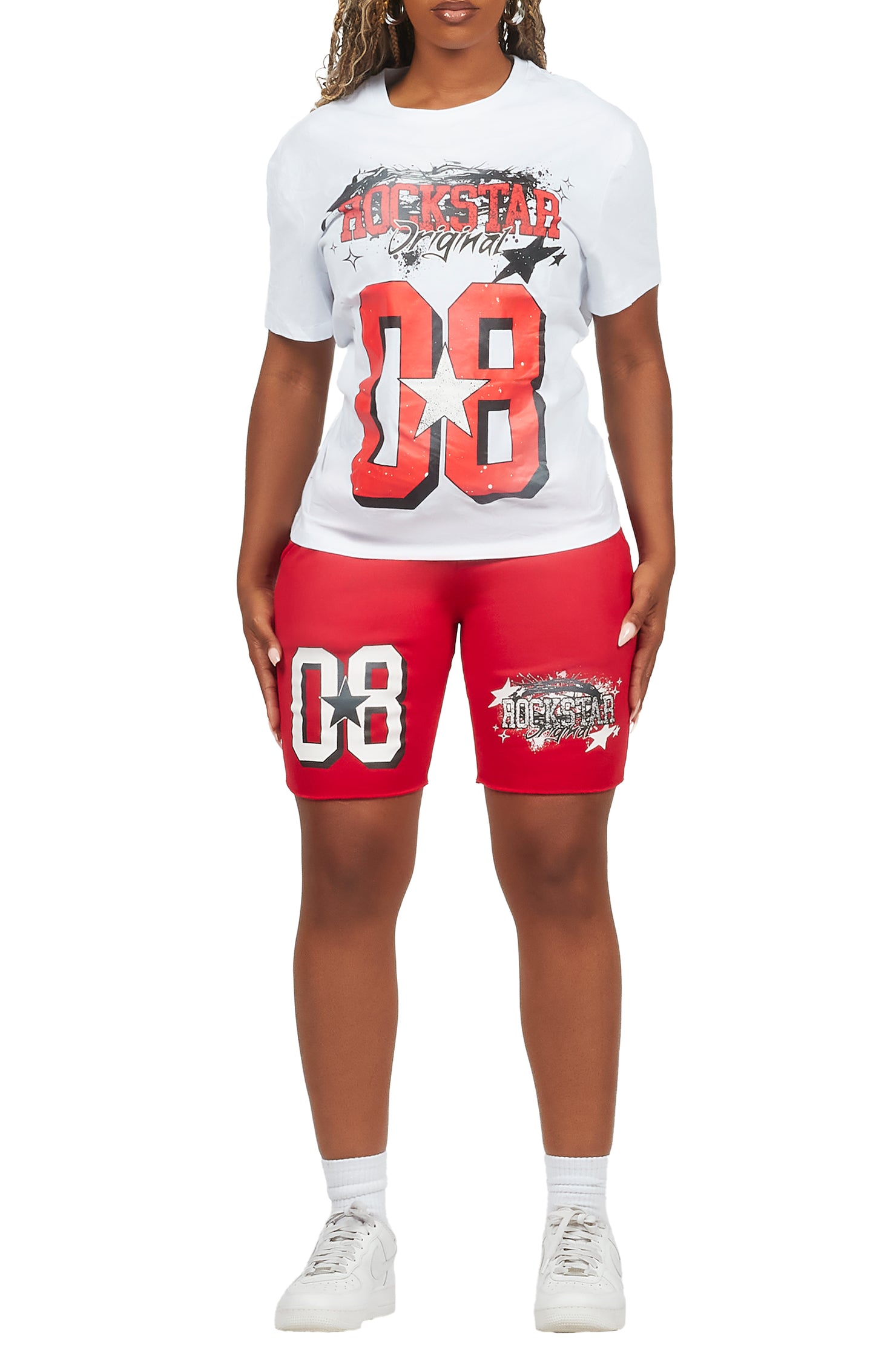 Carolina White/Red T-Shirt Short Set